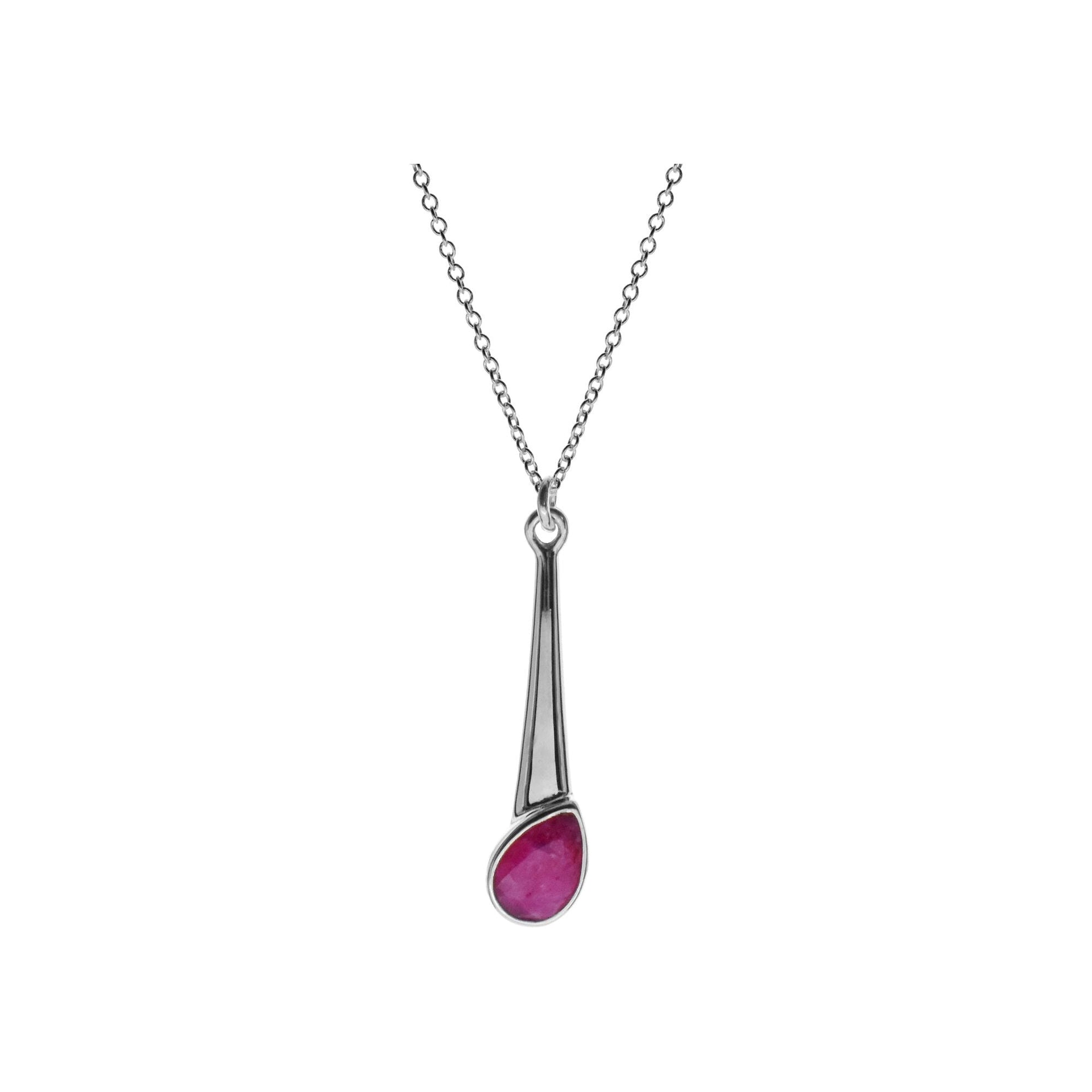 Chloe ruby quartz teardrop & silver necklace
