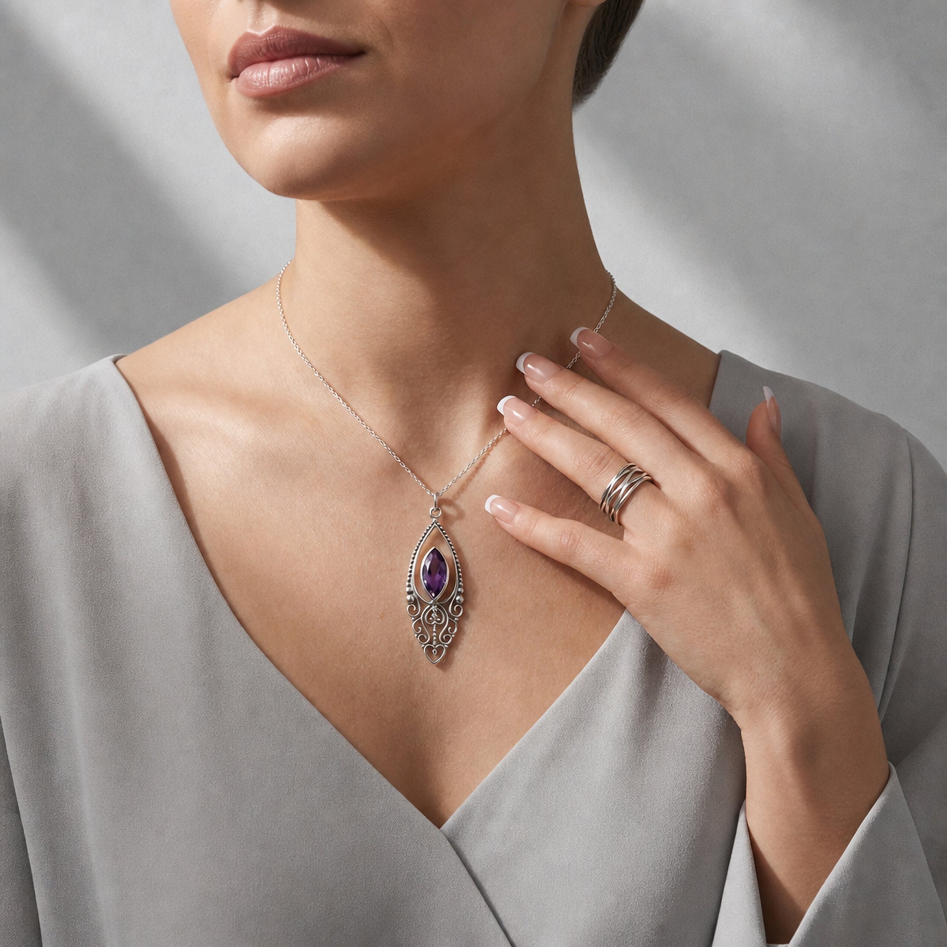 Catalina ornate amethyst necklace