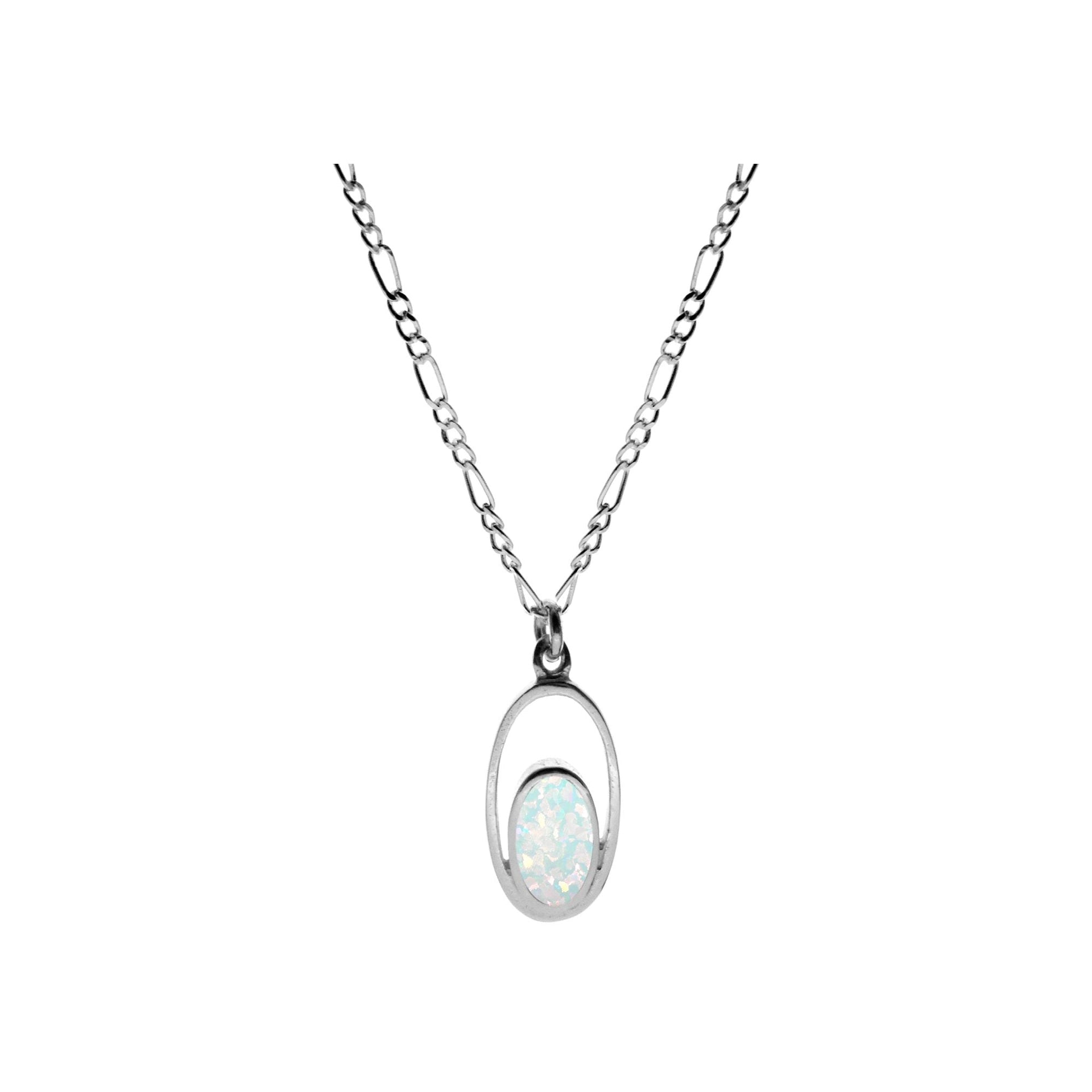 Angelica white opal oval necklace