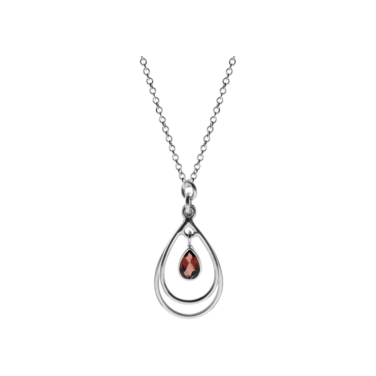 Ivy garnet open teardrop necklace
