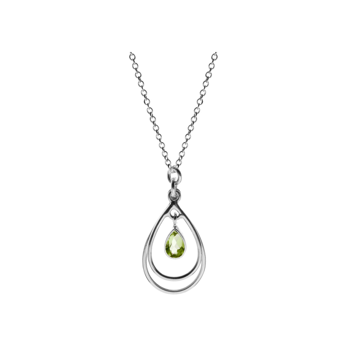 Ivy peridot open teardrop necklace