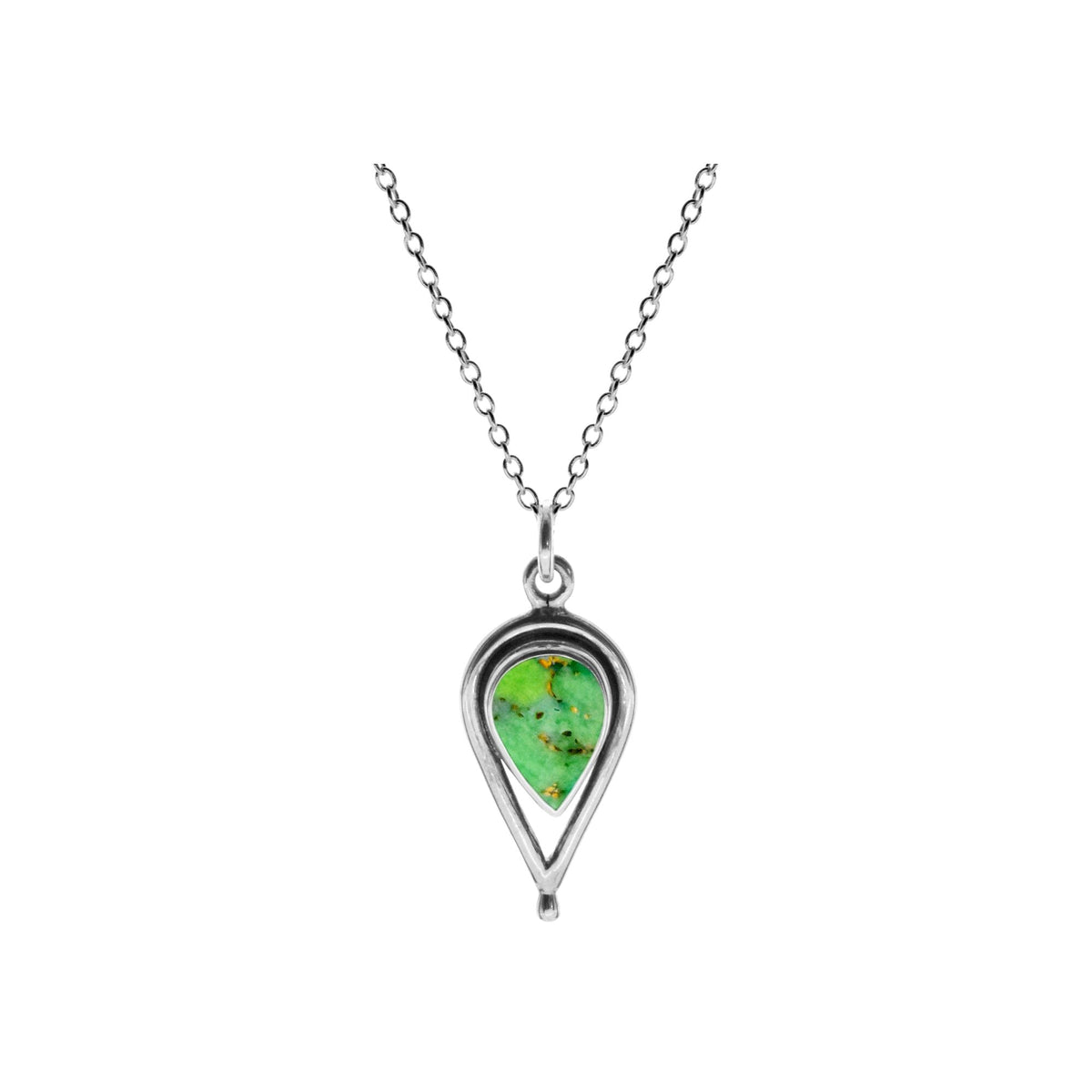 Amy inverted teardrop green mohave necklace