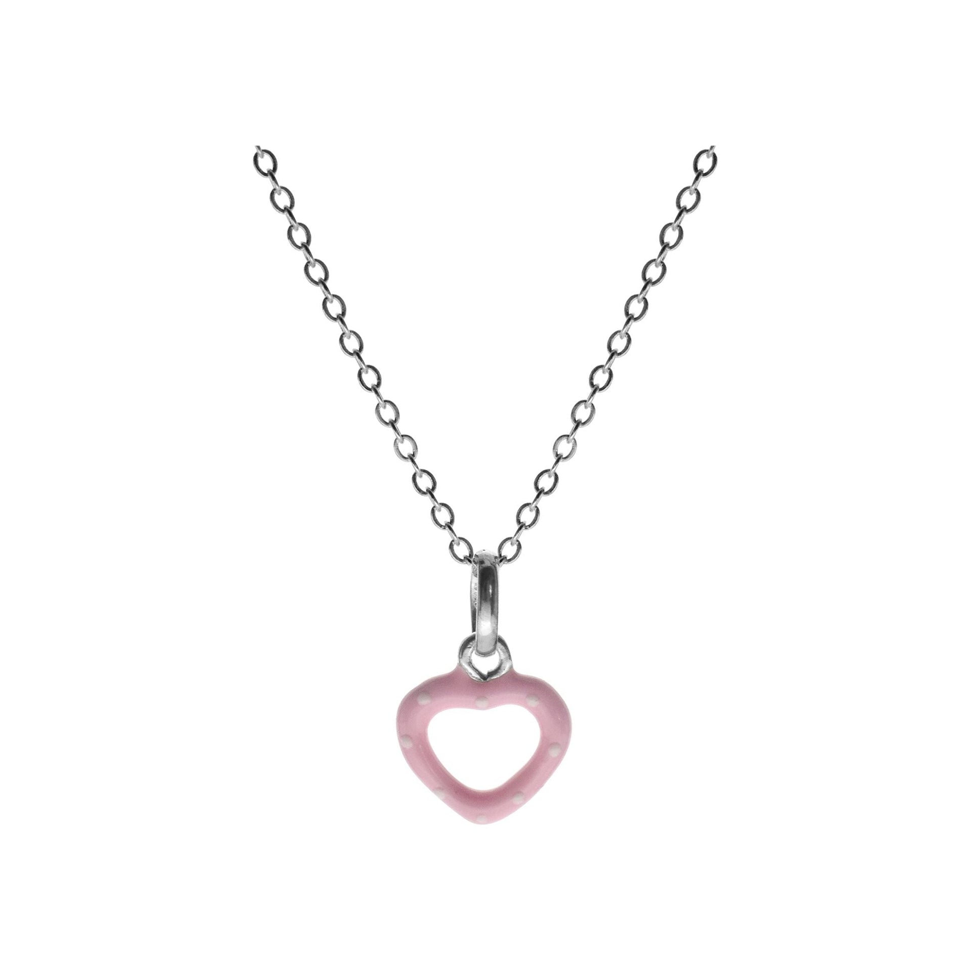 Poppy pink open heart necklace