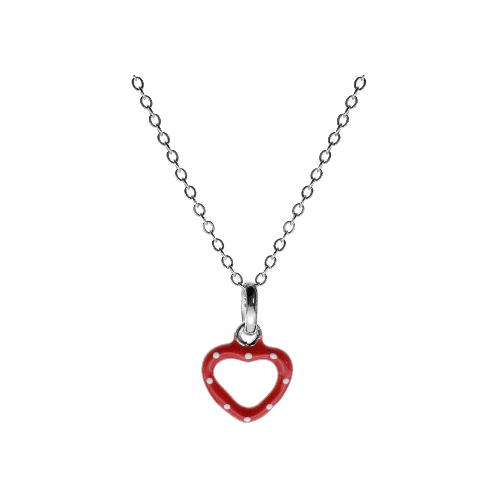 Poppy red open heart necklace