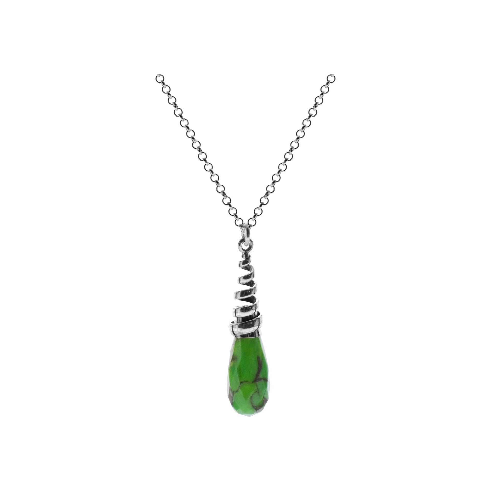 Chloe briolette green mohave coiled top necklace
