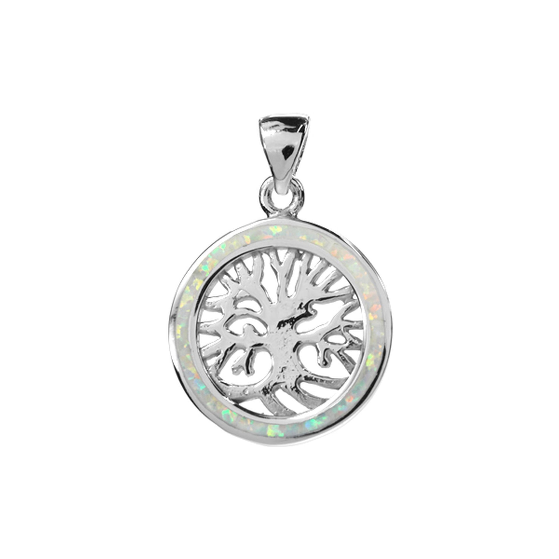 Tree of life pendant with white opalique surround