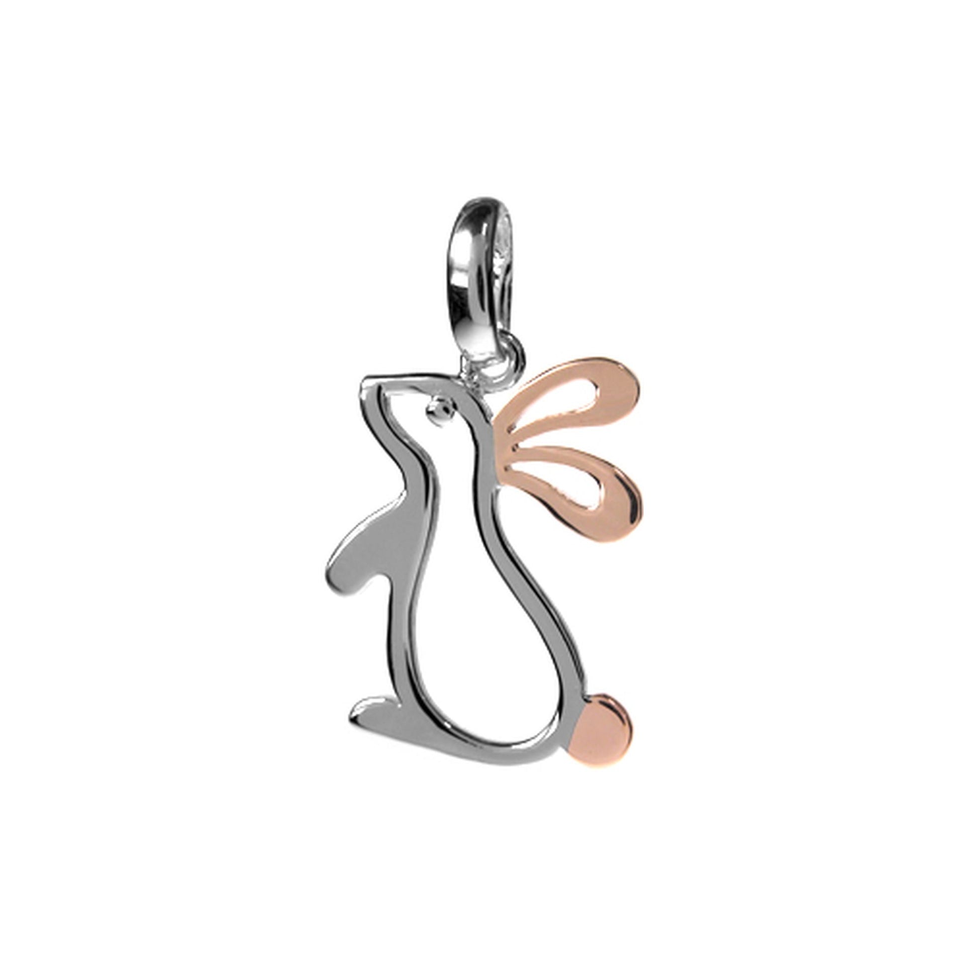 Bunny silhouette pendant with rose gold plate