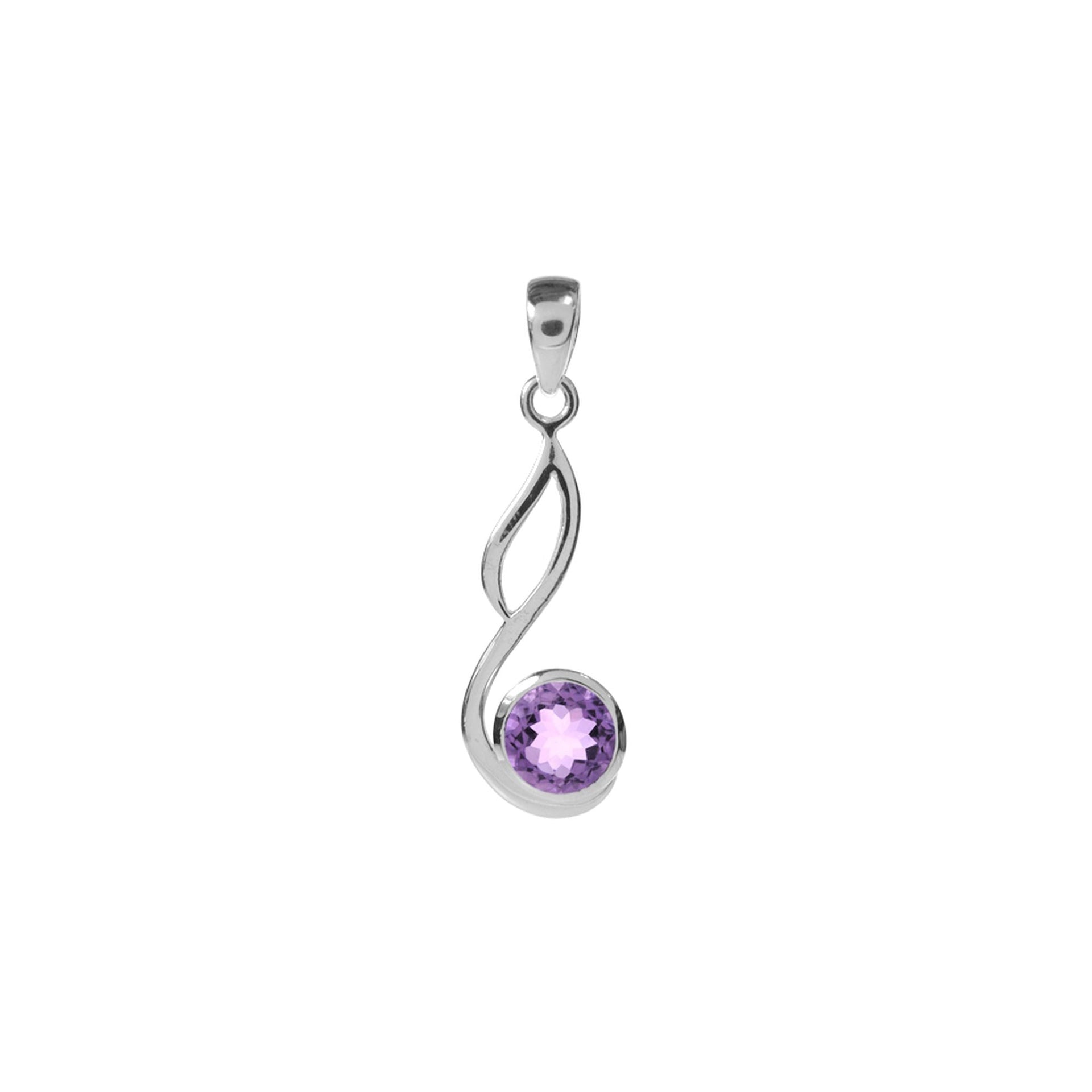 Lola faceted amethyst with swept open loop pendant