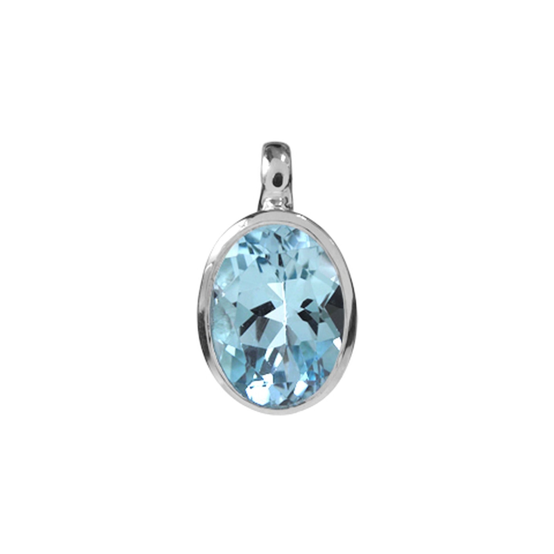Samira plain oval blue topaz pendant