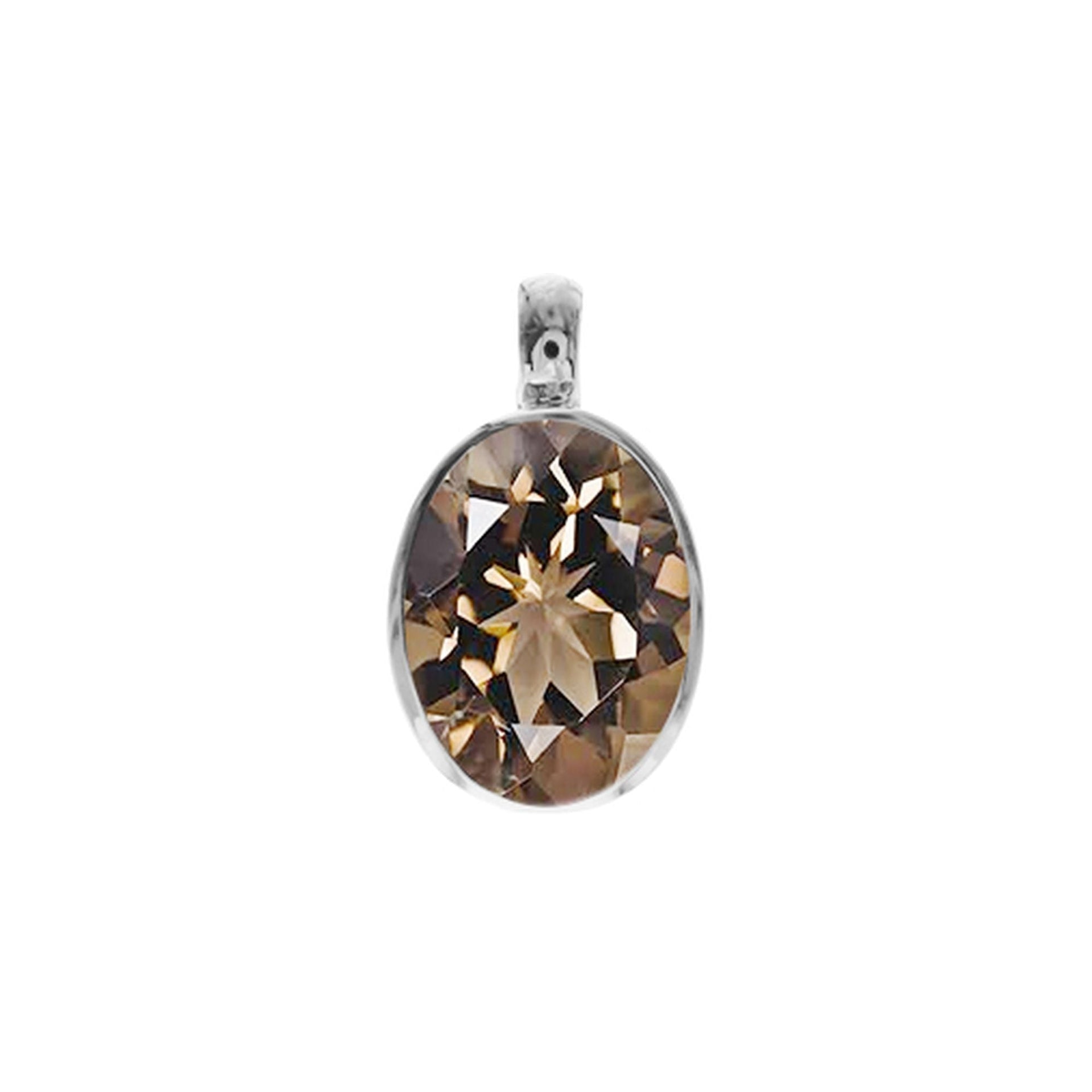 Samira plain oval smokey quartz pendant