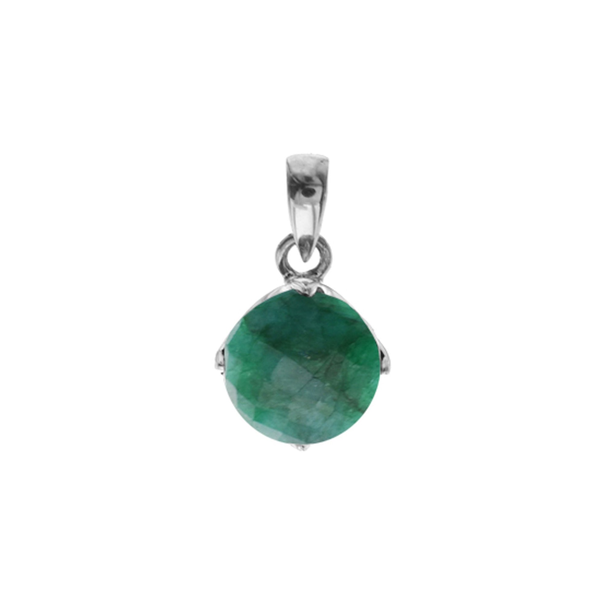 Kara small round emerald quartz pendant