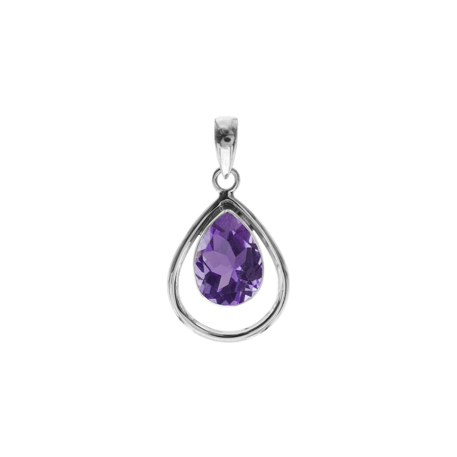 Amy open teardrop amethyst facet pendant