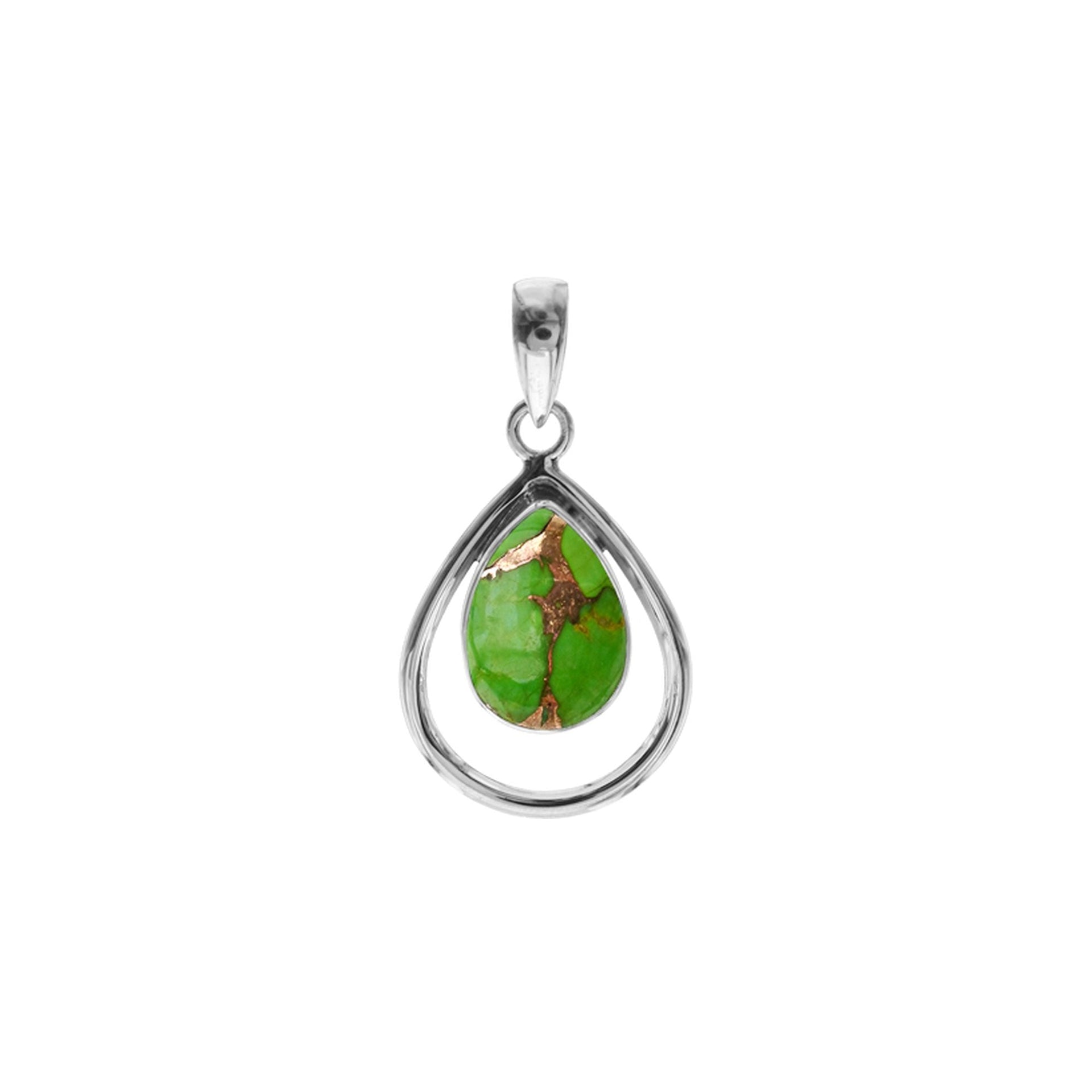 Amy open teardrop green mohave pendant