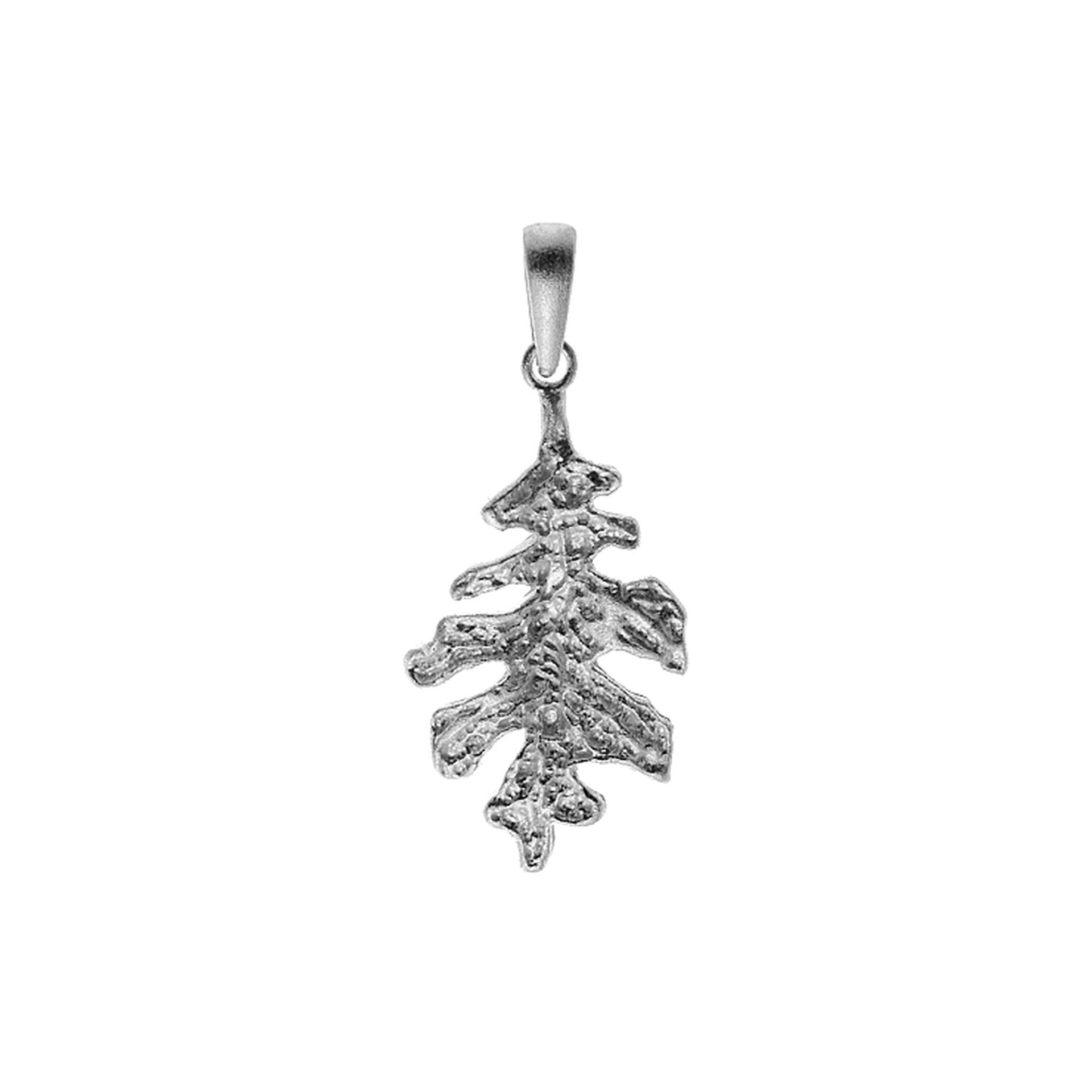 Ornately sculpted brushed oak leaf pendant