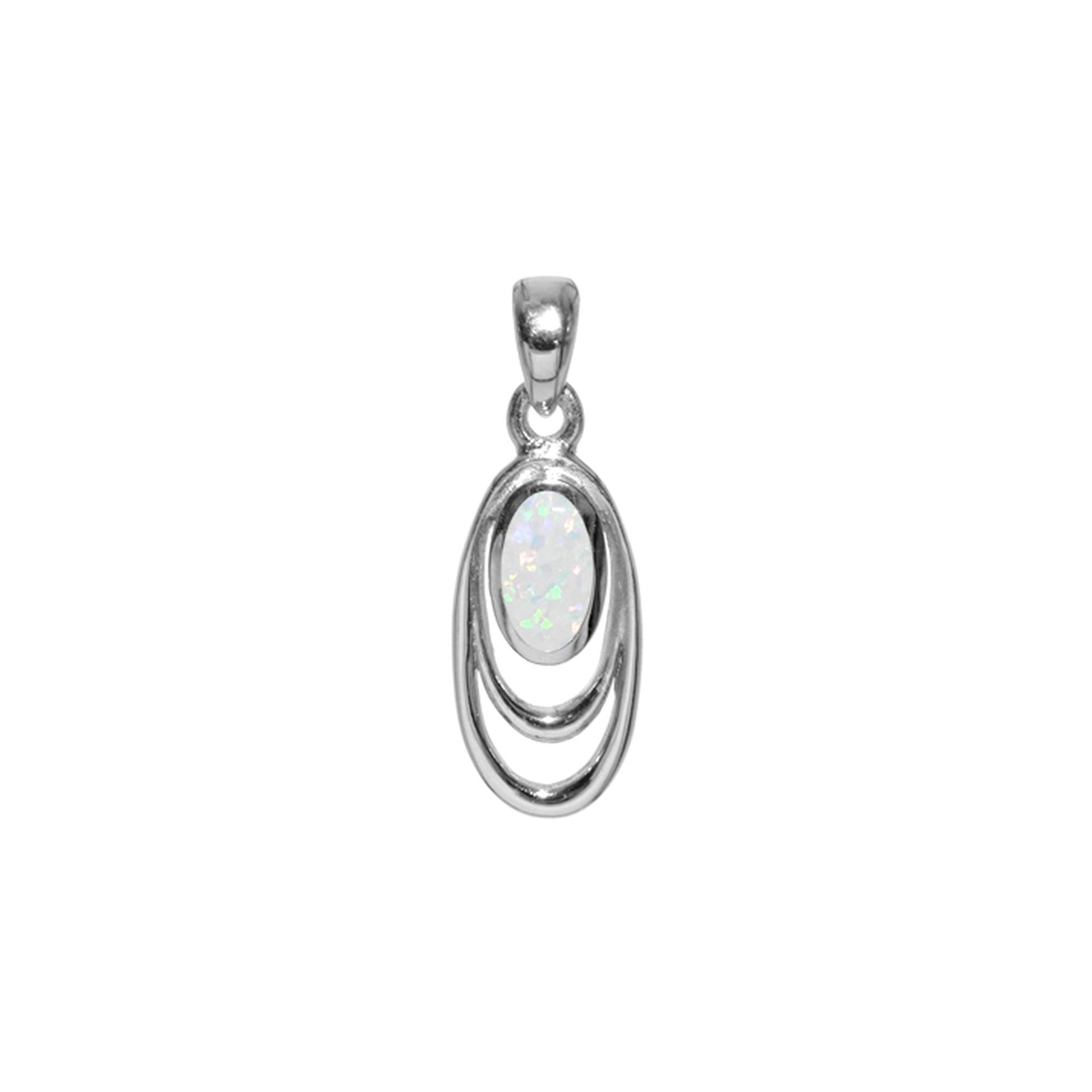 Antoinette double oval pendant in white