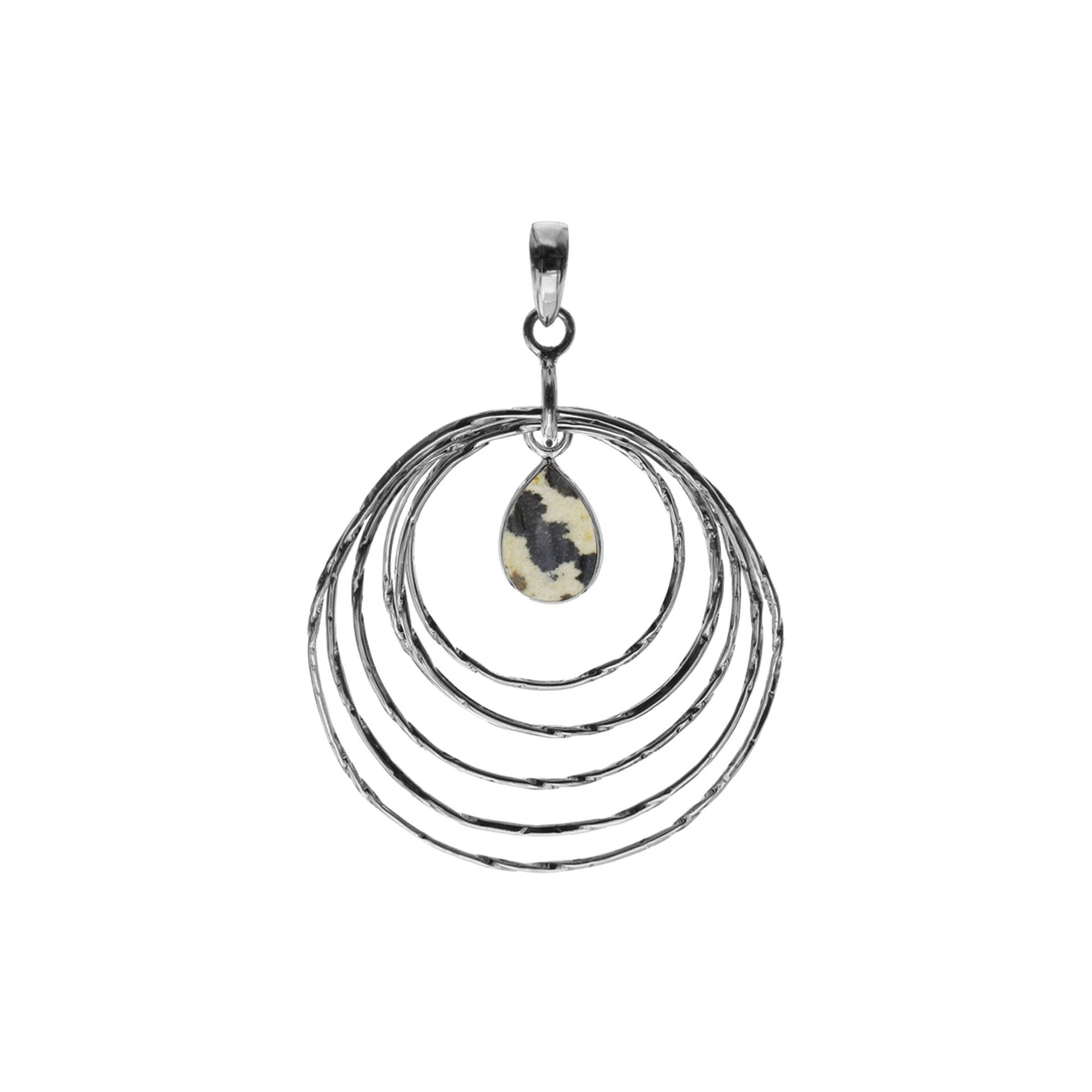 Teardrop dalmatian jasper with rings pendant