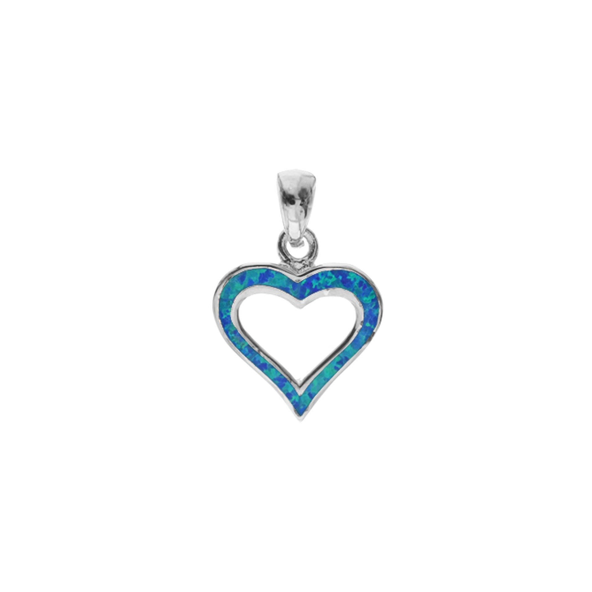 Diana blue opalique cut out heart pendant