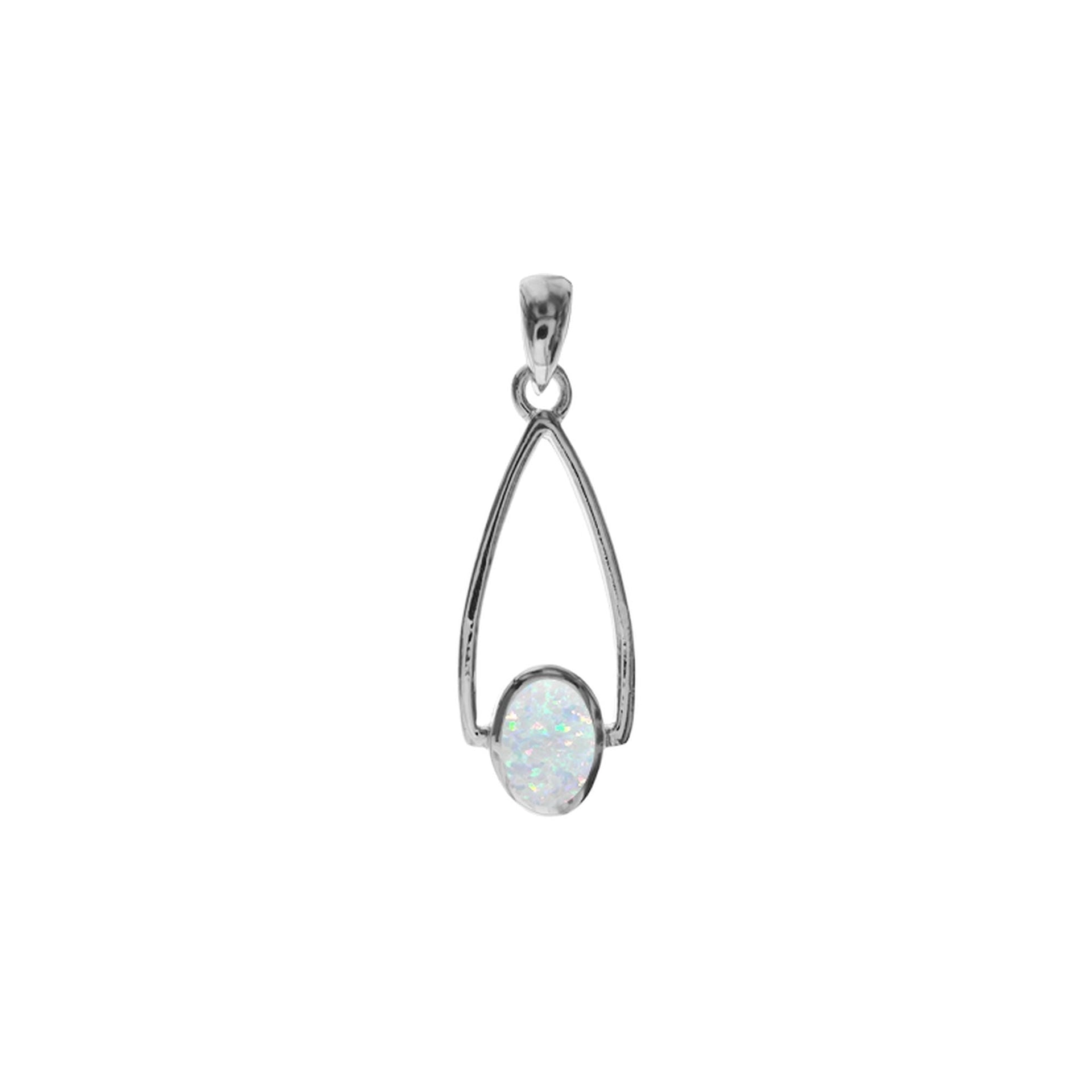 Antoinette white opalique stirrup shaped pendant