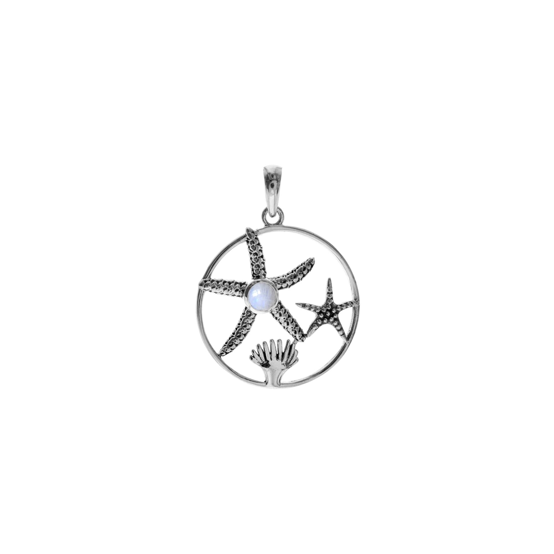 Anabelle rainbow moonstone sea scene pendant