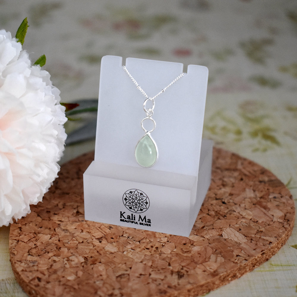 Ivy hoop teardrop prehnite pendant