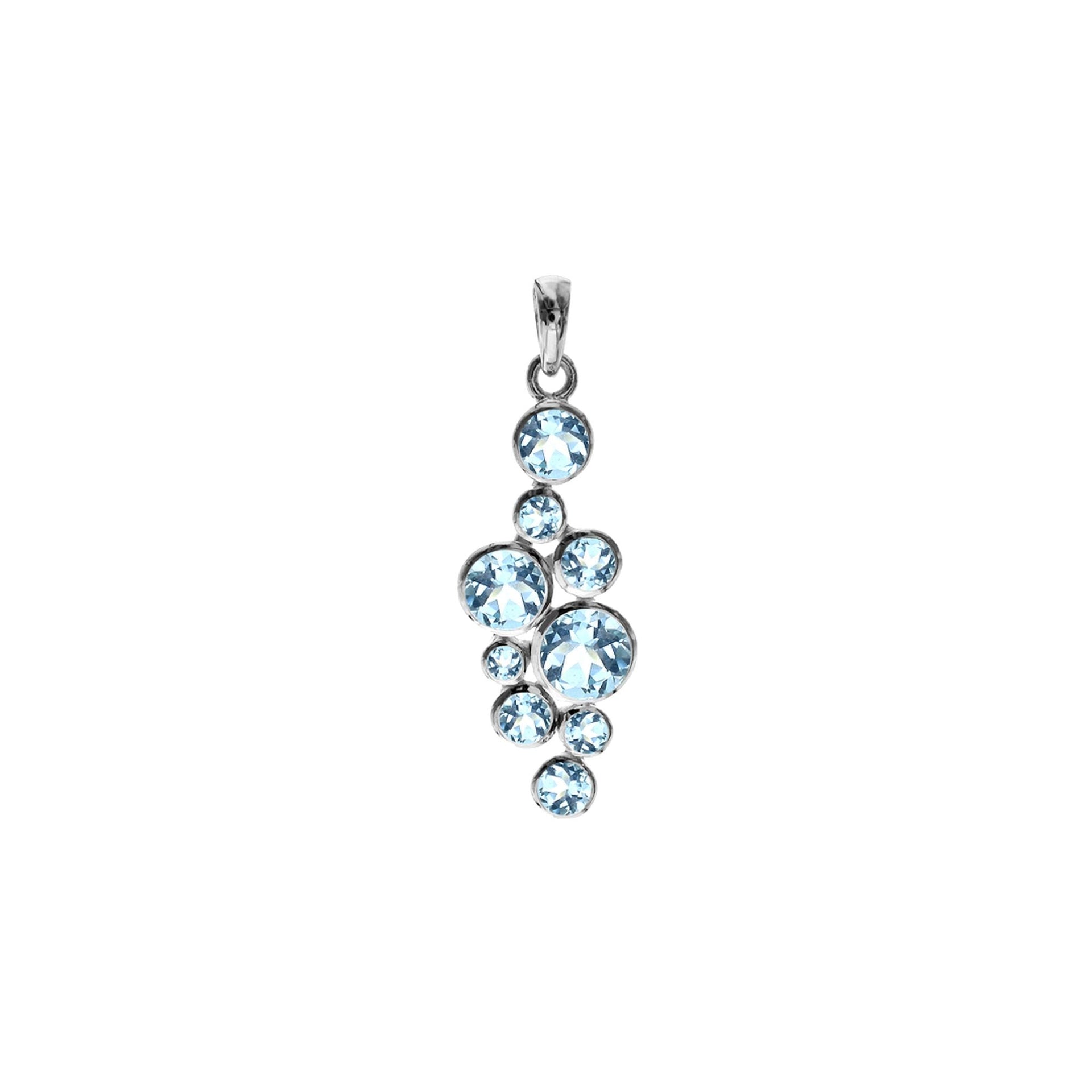 Lola long staggered blue topaz pendant
