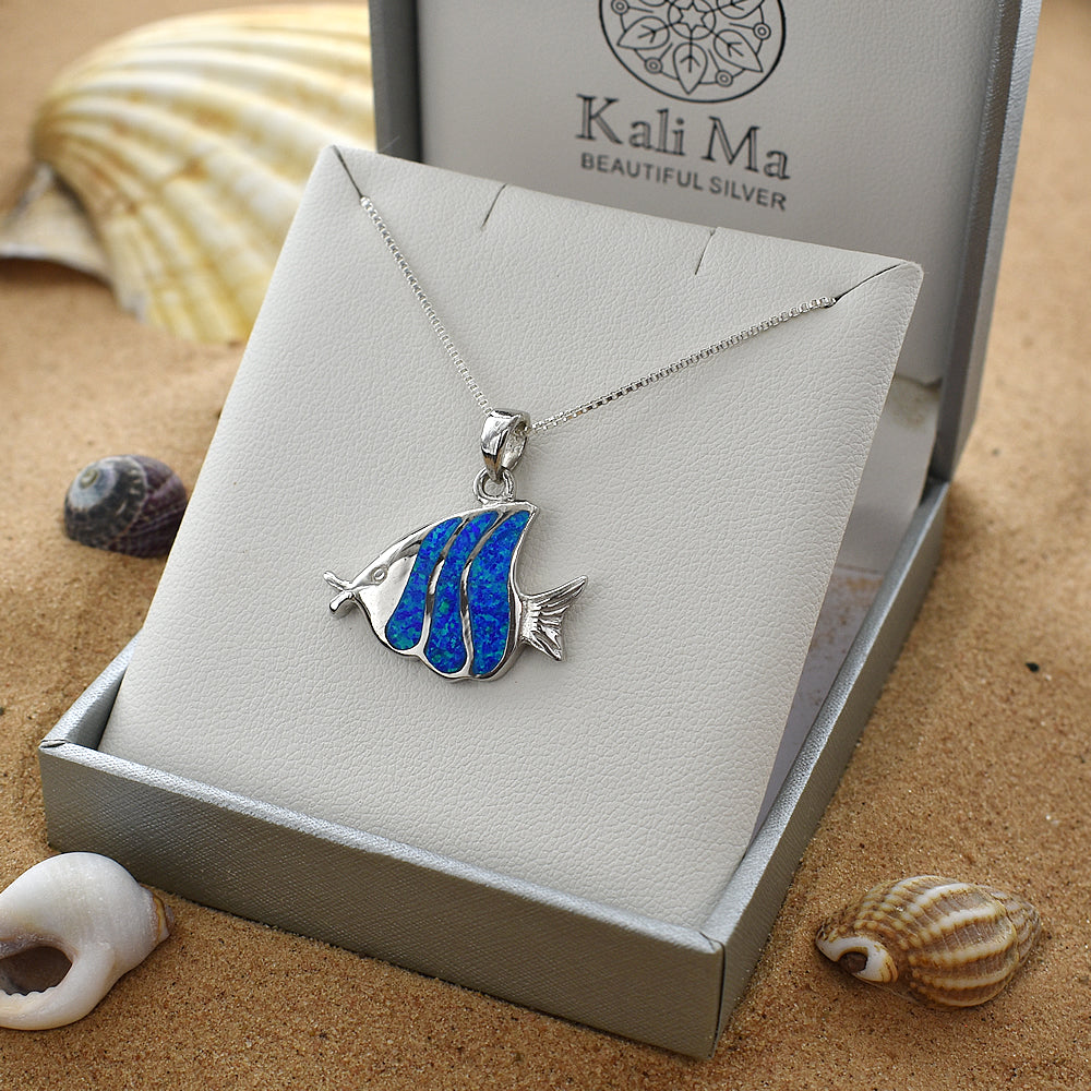 Ana blue opalique angelfish pendant