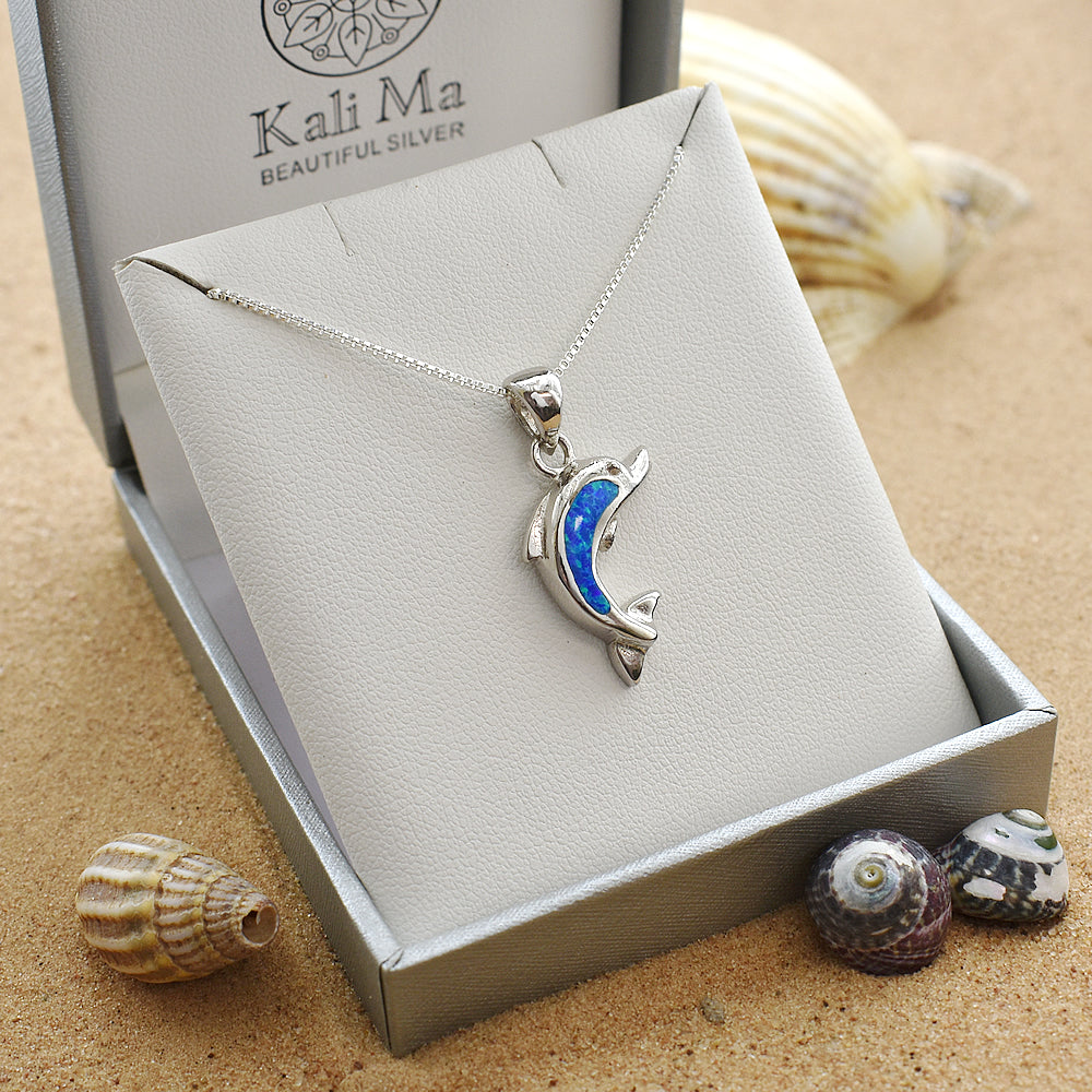 Ana blue opalique dolphin pendant