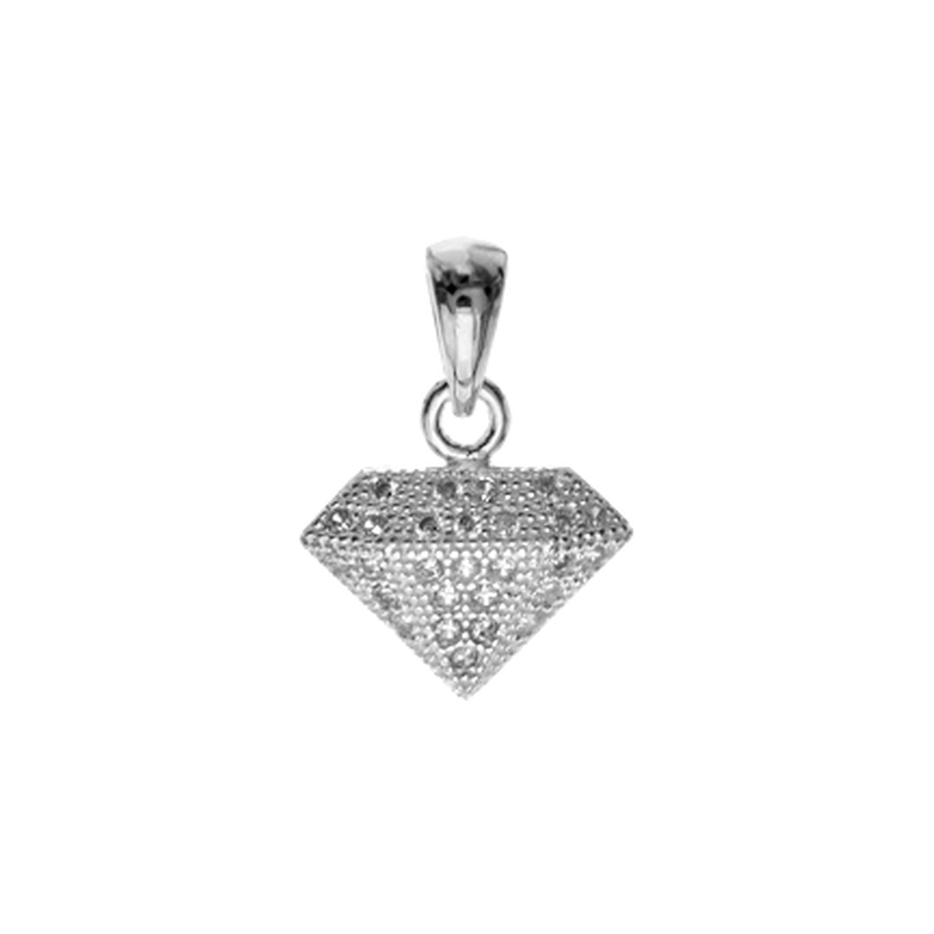 Sculpted diamond-shaped pendant with CZ