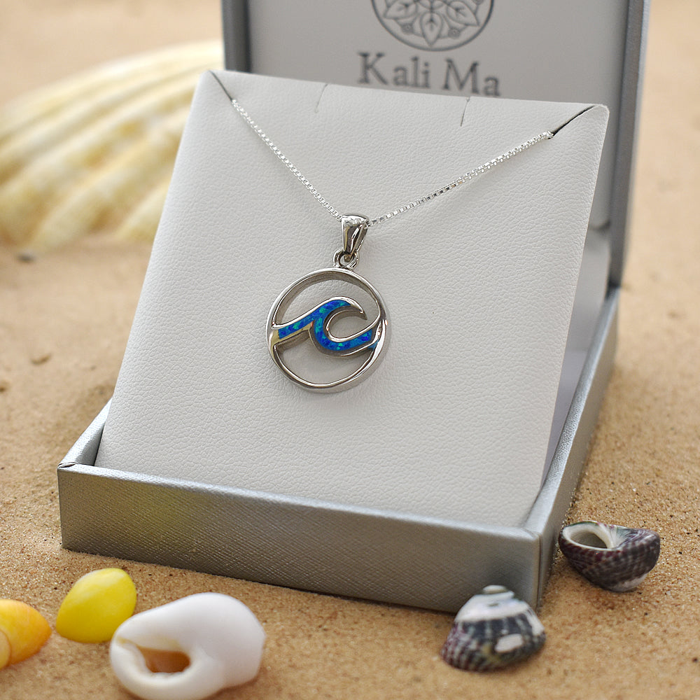 Ana blue encircled wave pendant