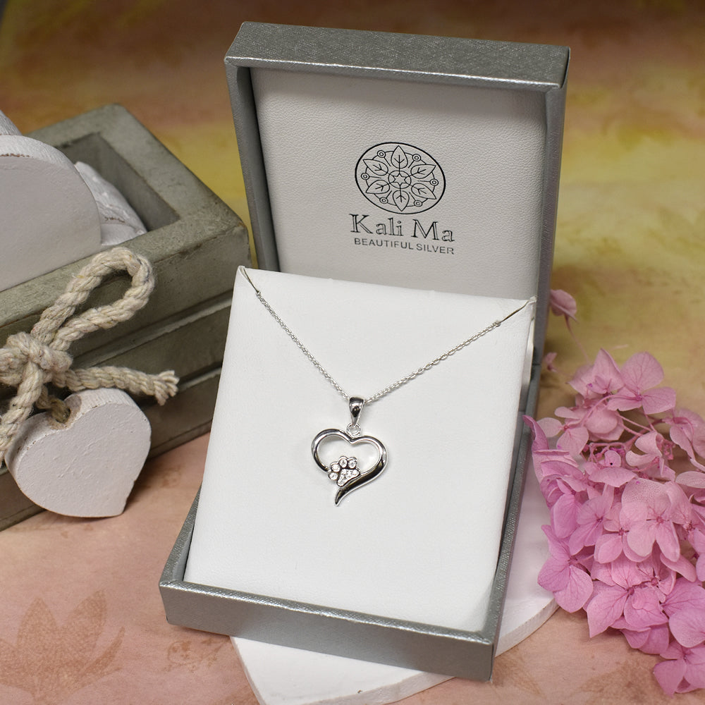 Alianna overlapped heart with pawprint pendant