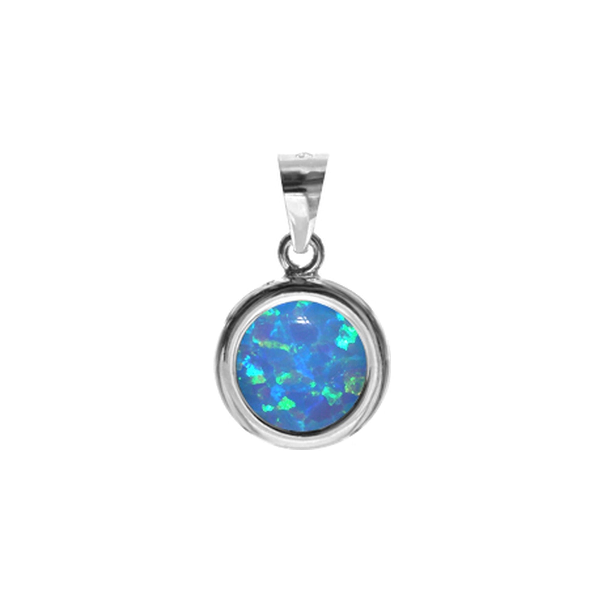 Diana simple round blue opalique pendant