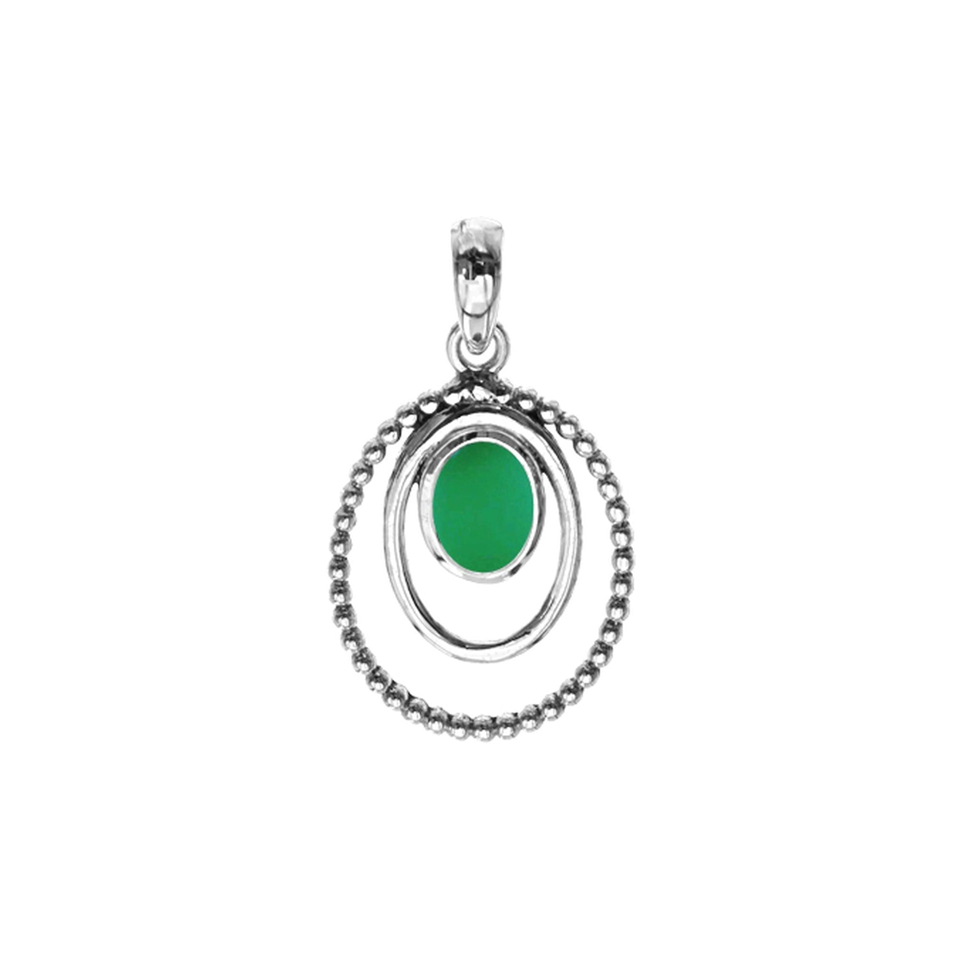 Lola double framed bobble green agate pendant