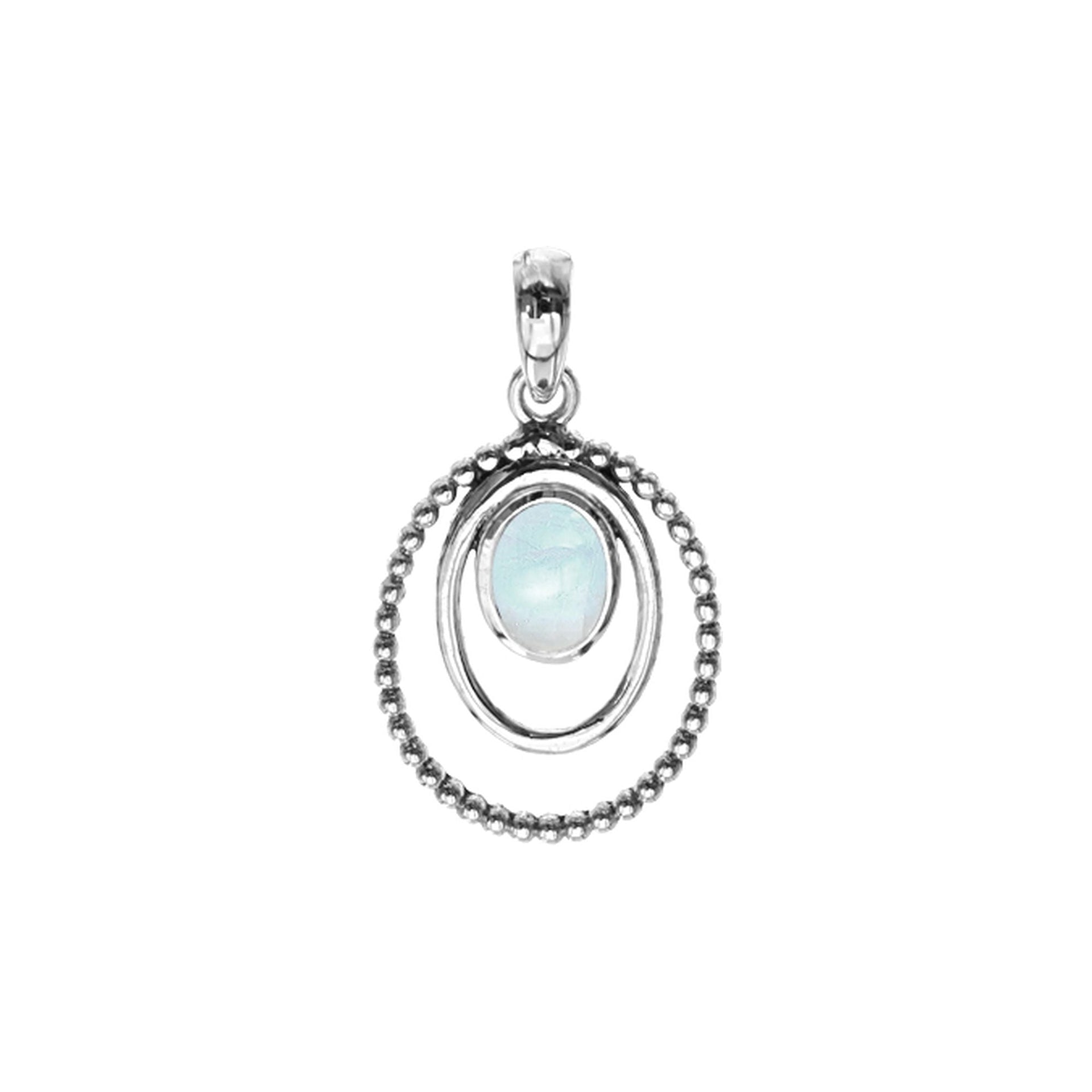 Lola double framed bobble rainbow moonstone pendant