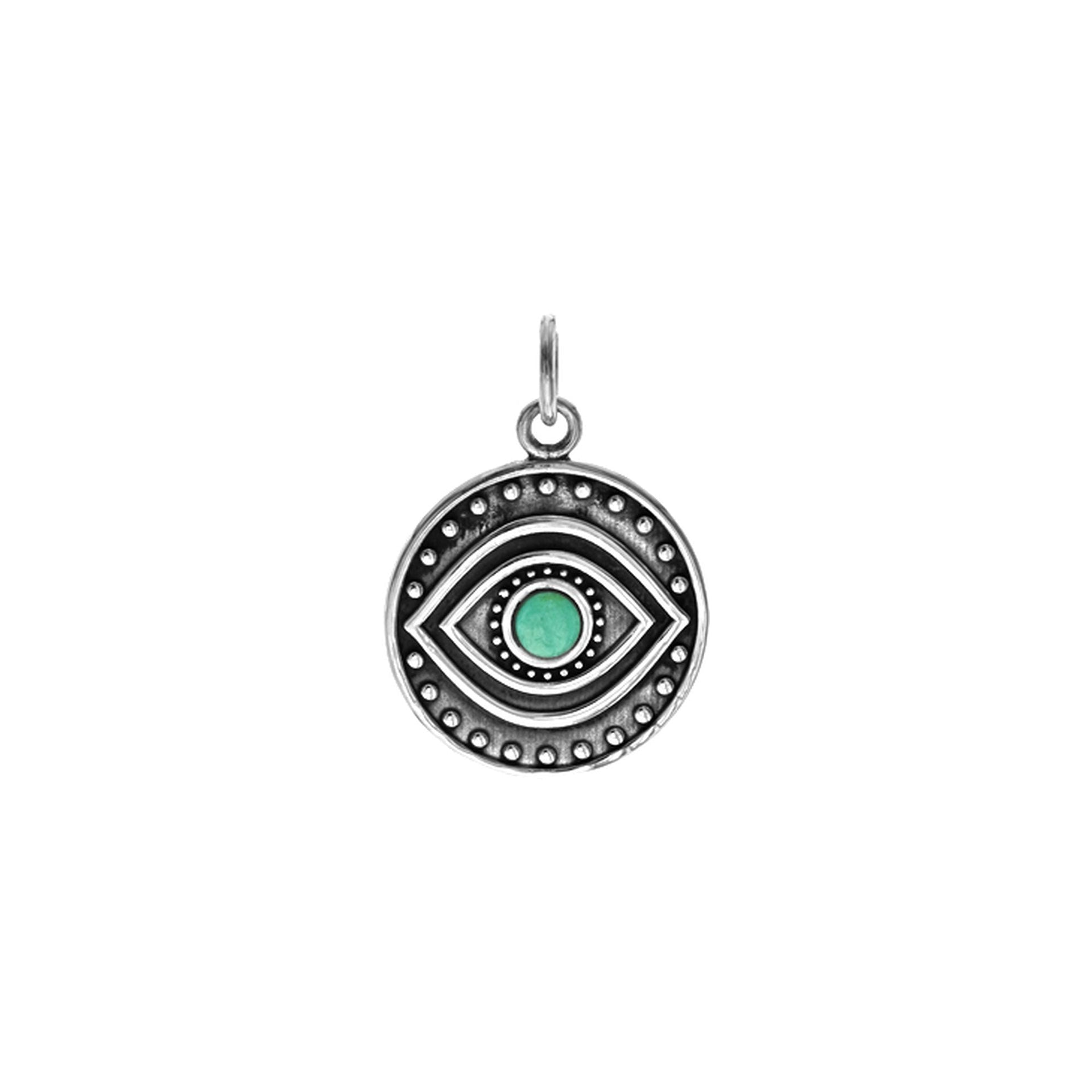 Zora turquoise evil eye disc pendant