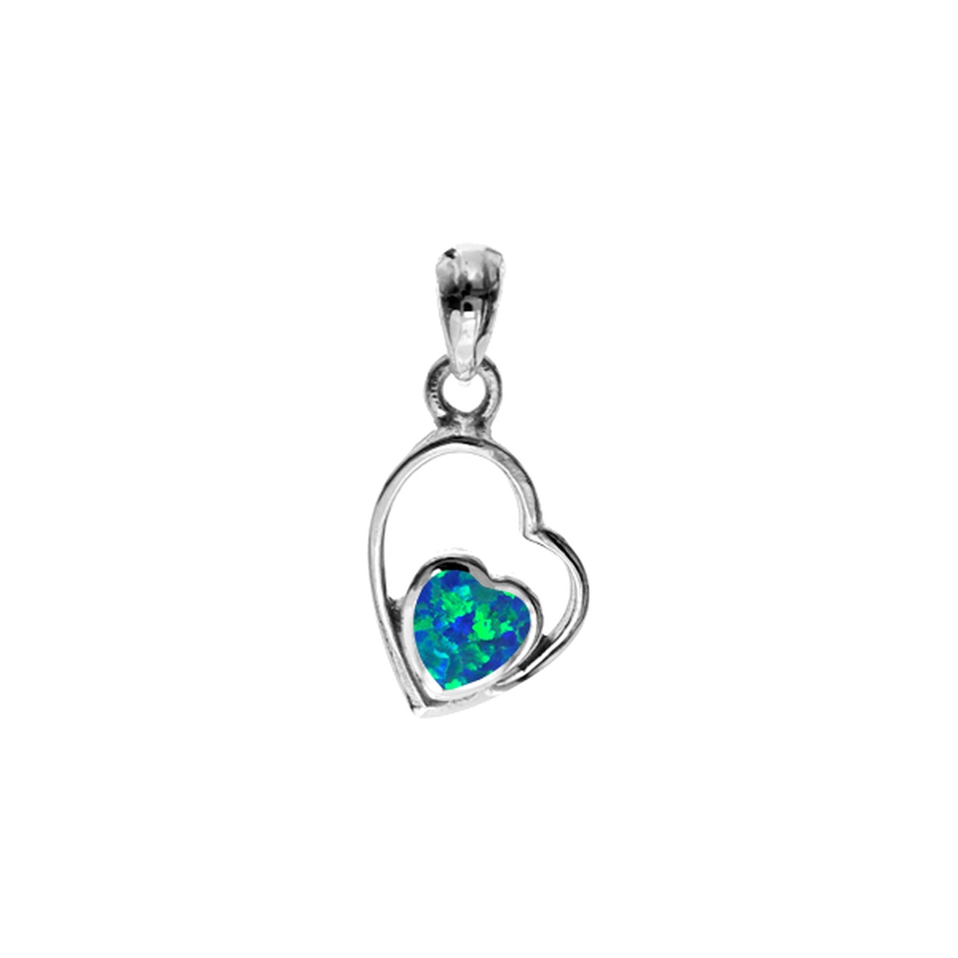 Antoinette blue offset heart pendant