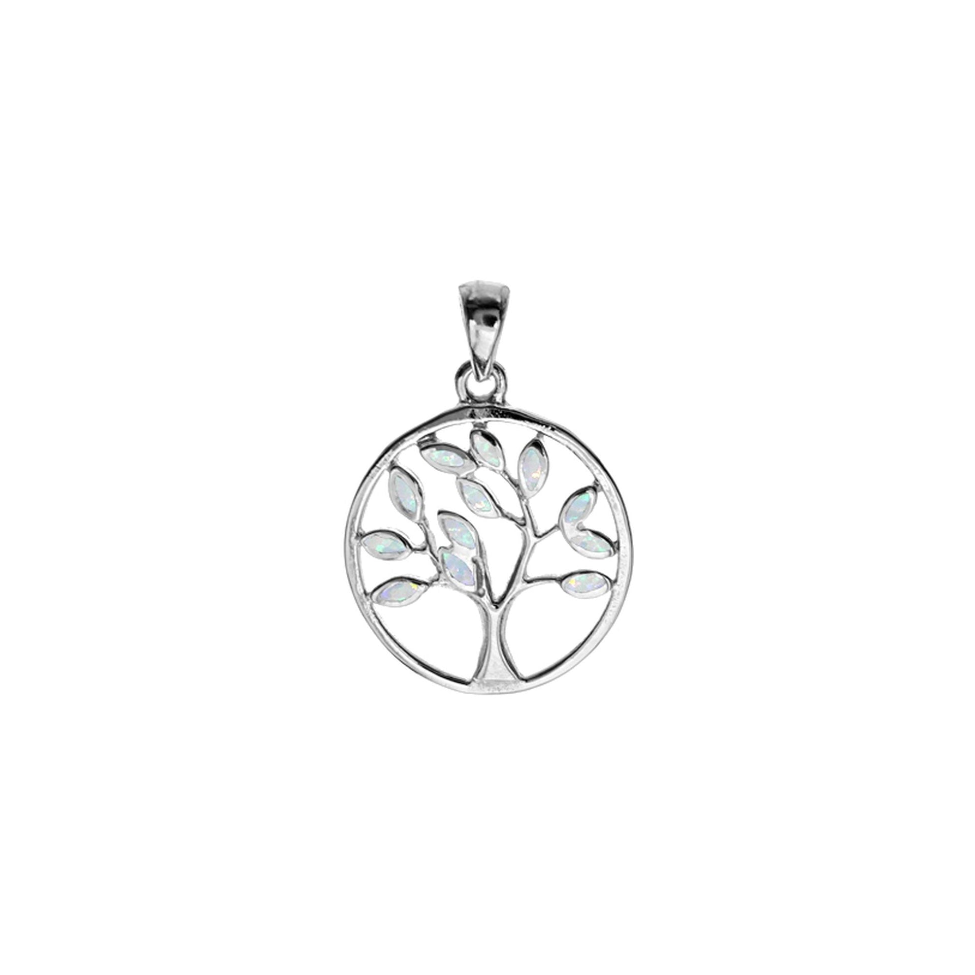 Emerie white encircled tree of life pendant