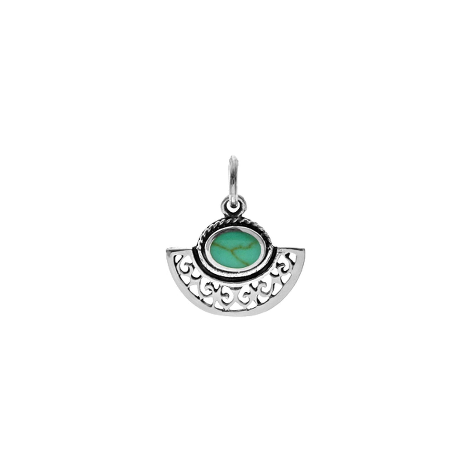 Zora fan turquoise boho pendant