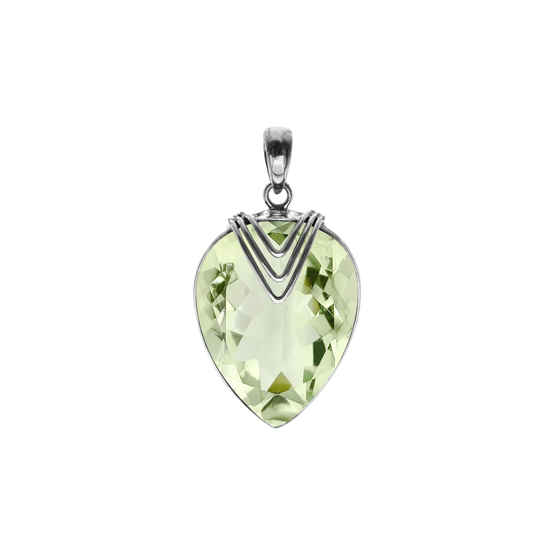 Viola green amethyst pendant with chevron overlay (large)