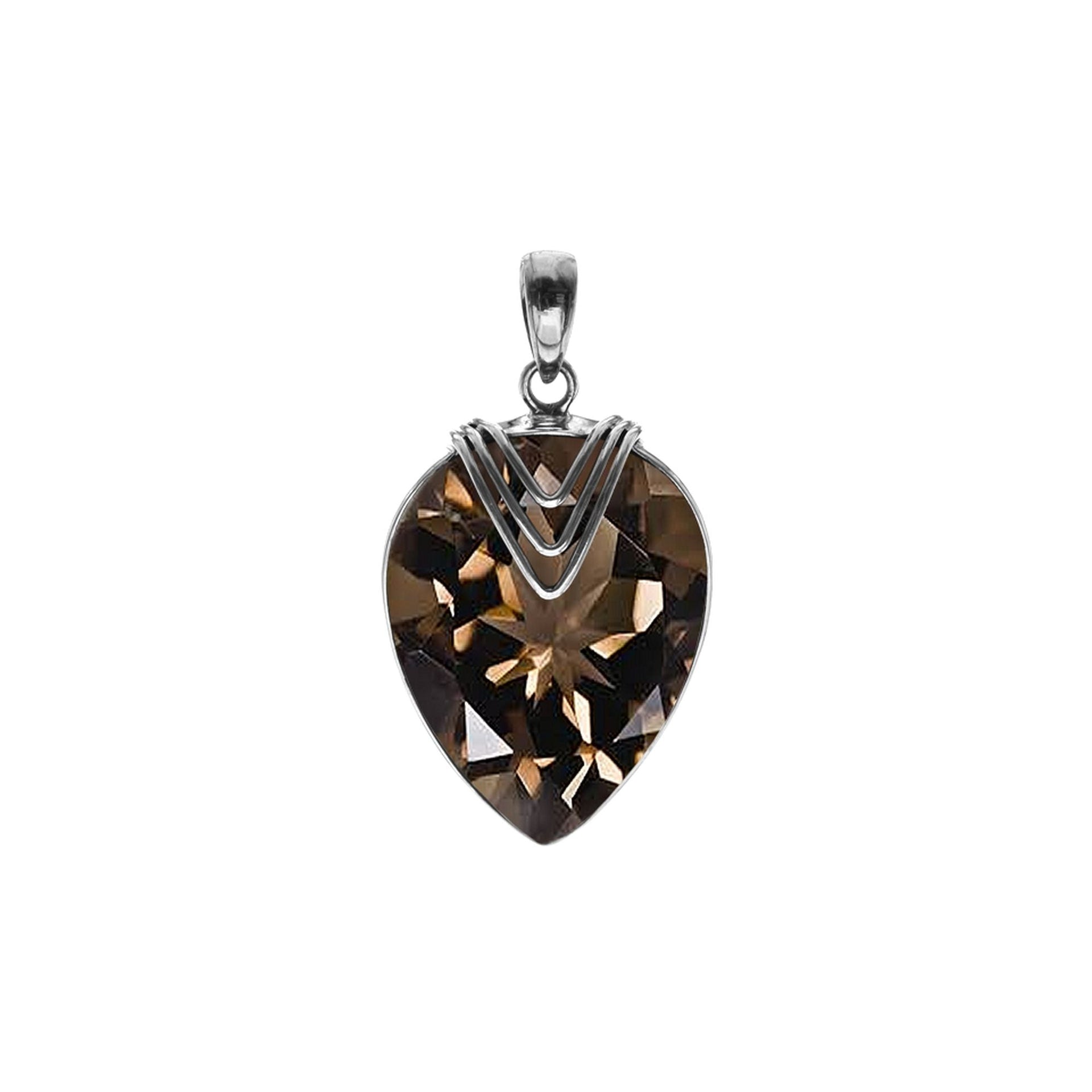 Viola smokey quartz pendant with chevron overlay