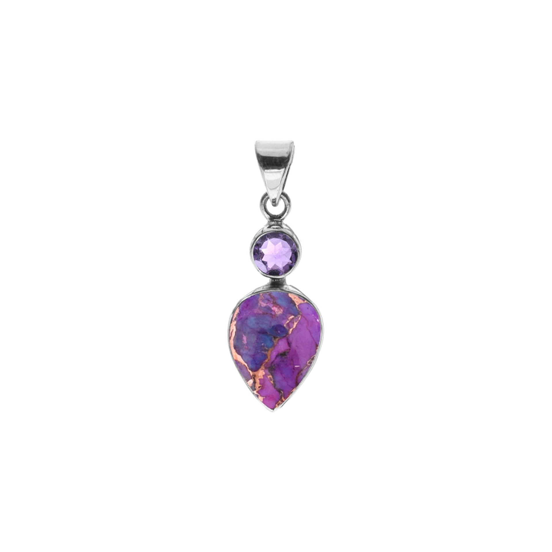 Samira two stone purple mohave and amethyst facet pendant