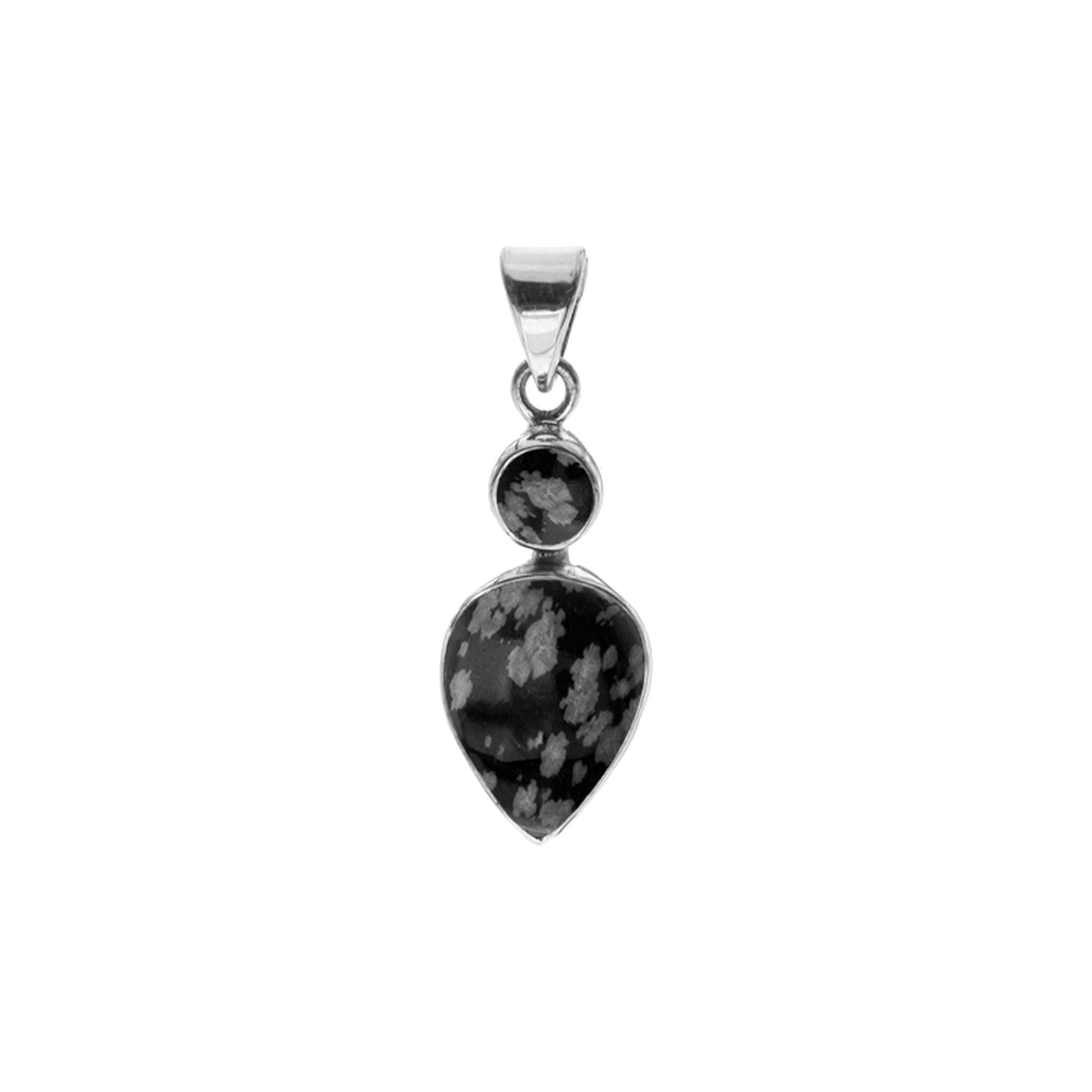 Samira two stone snowflake obsidian pendant