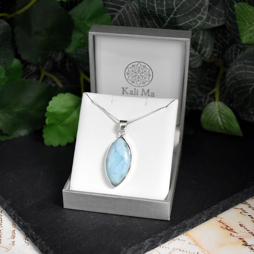 Bridget large larimar marquis pendant