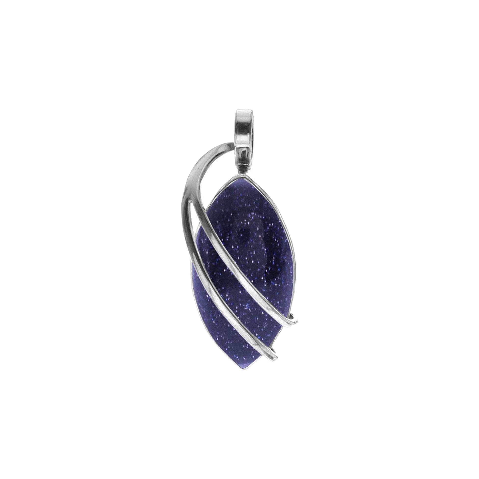 Viola marquis blue goldstone double strand pendant