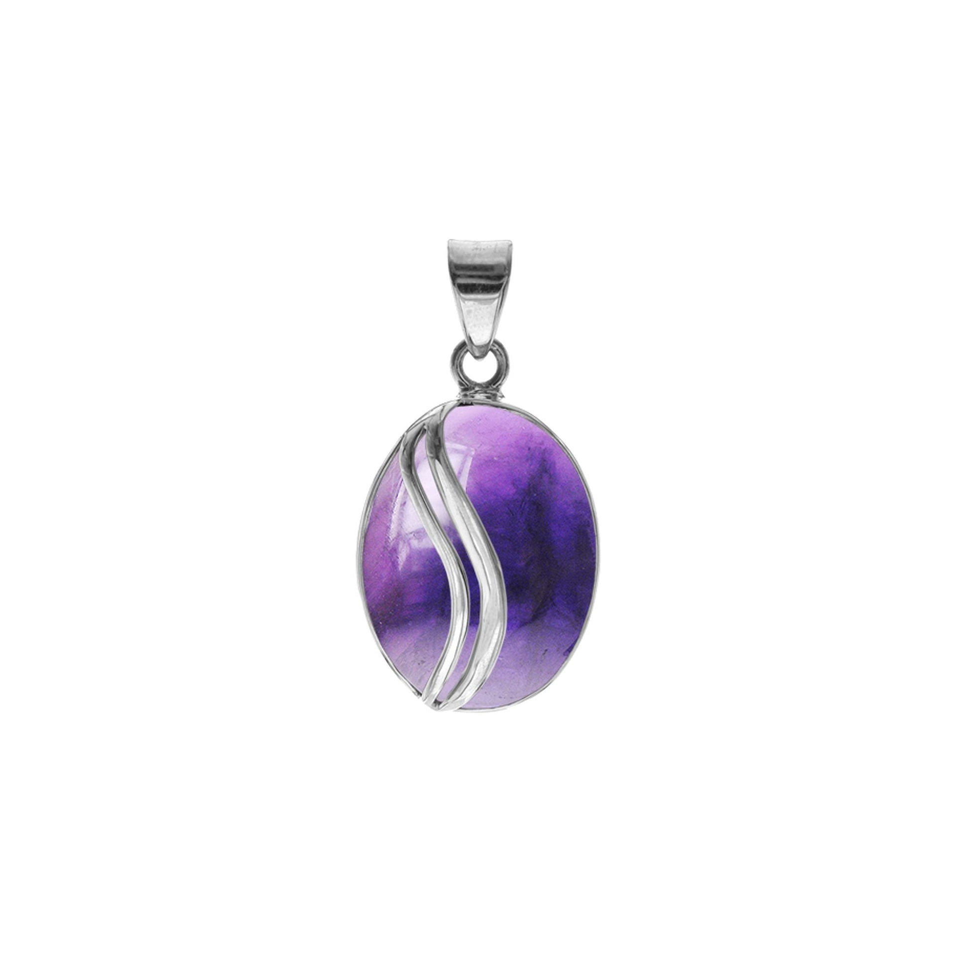 Viola large amethyst with stripe overlay pendant