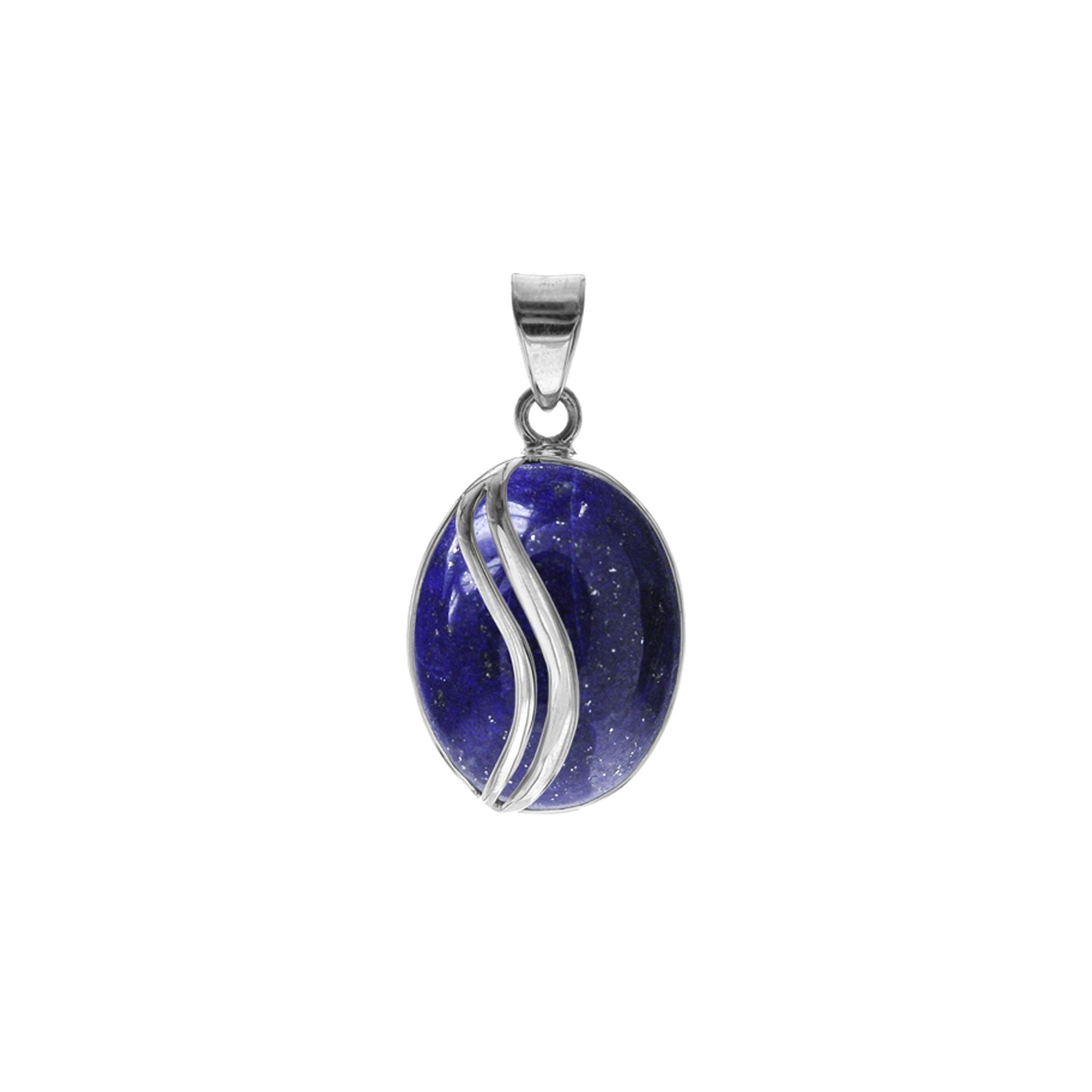 Viola large lapis lazuli with stripe overlay pendant