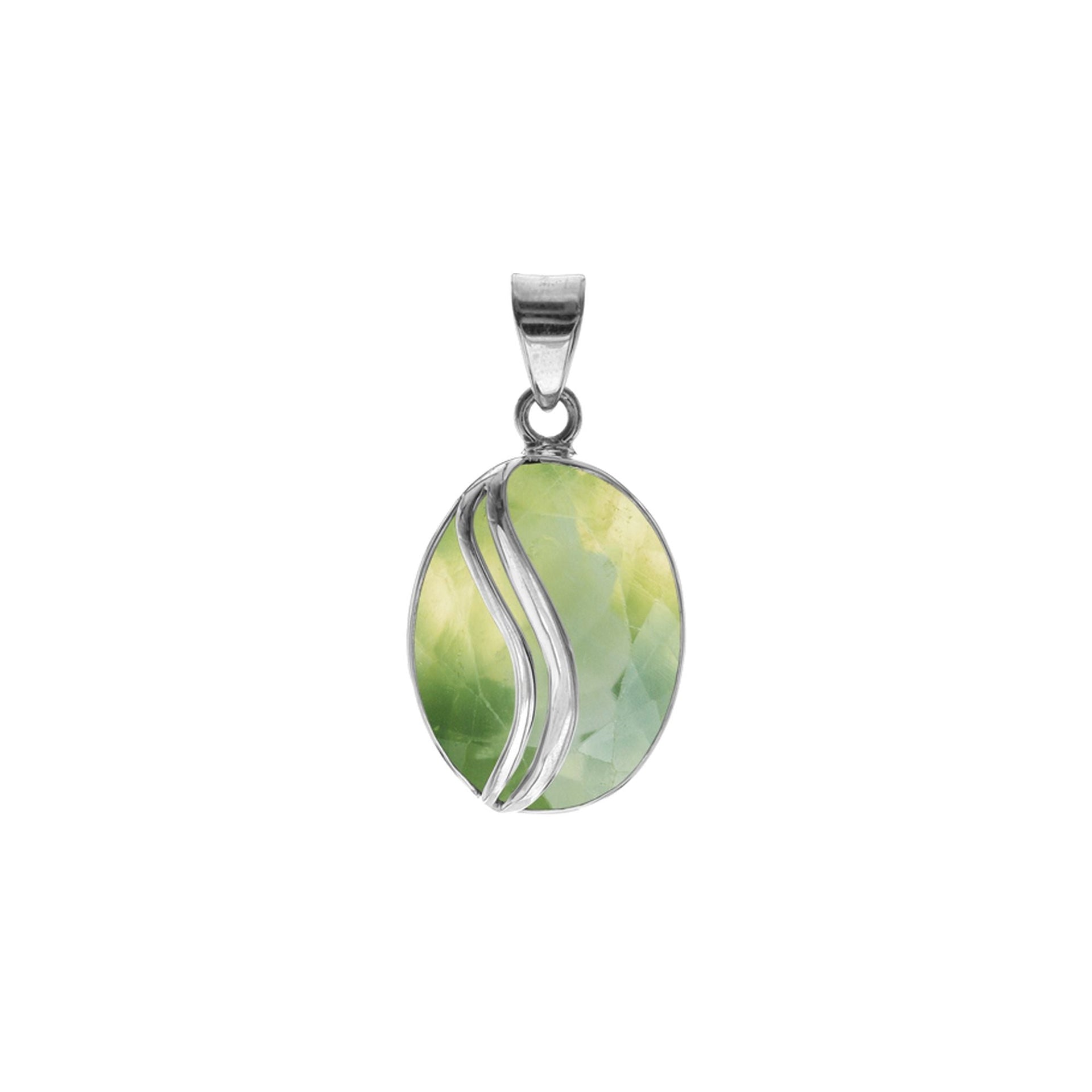 Viola prehnite with stripe overlay pendant