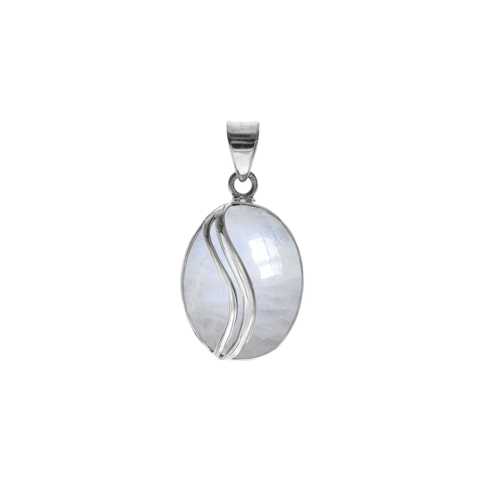 Viola large rainbow moonstone with stripe overlay pendant
