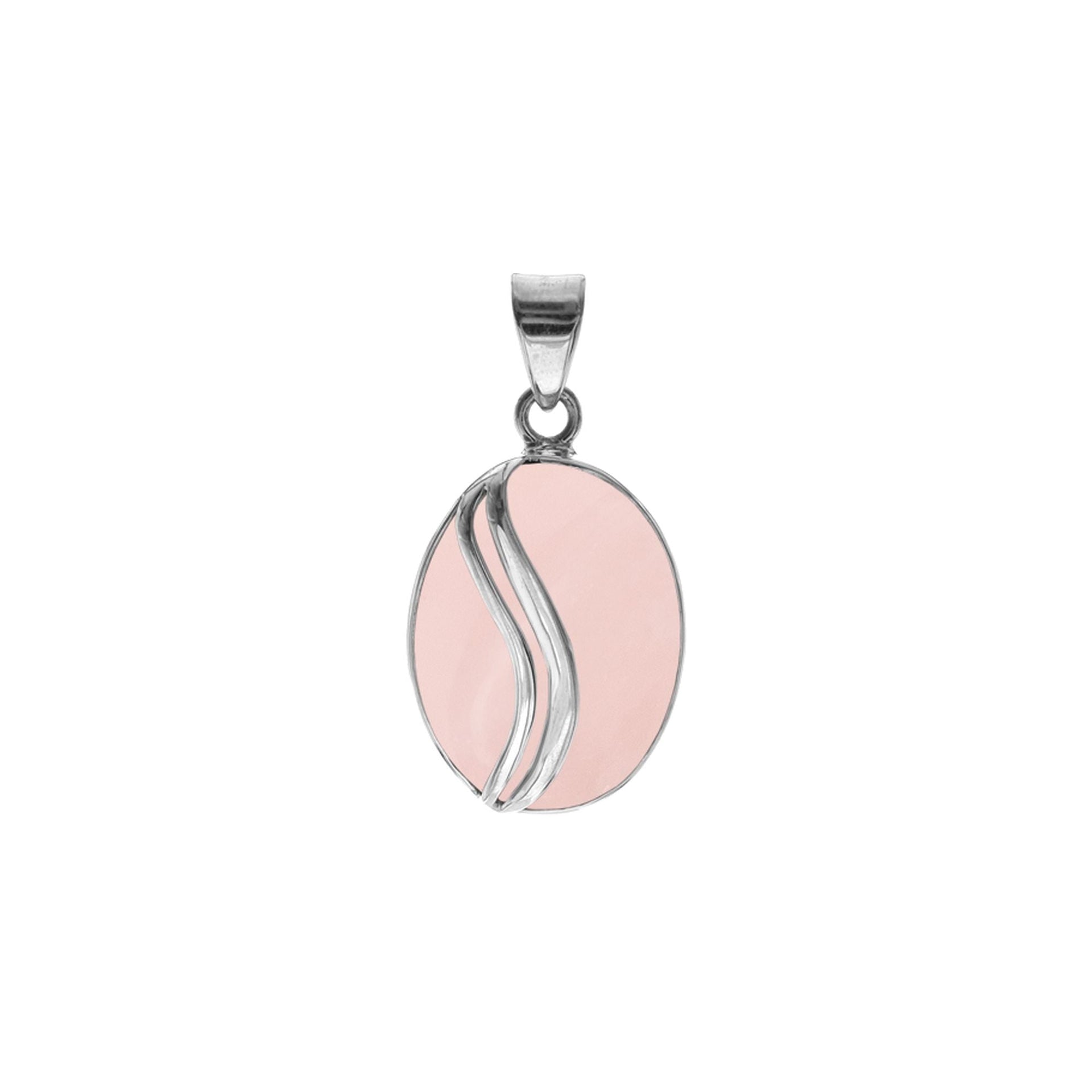 Viola large rose quartz with stripe overlay pendant