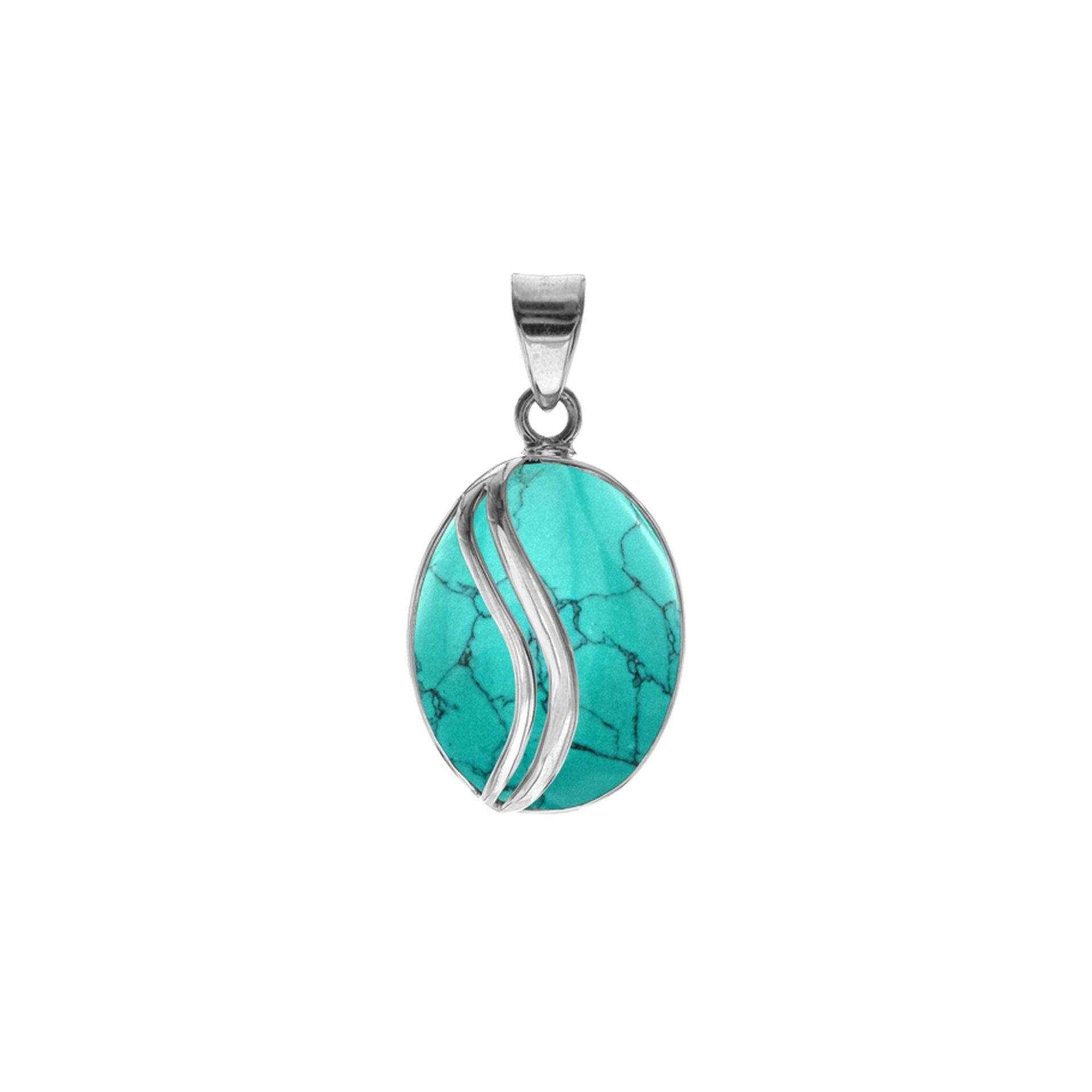 Viola turquoise with stripe overlay pendant