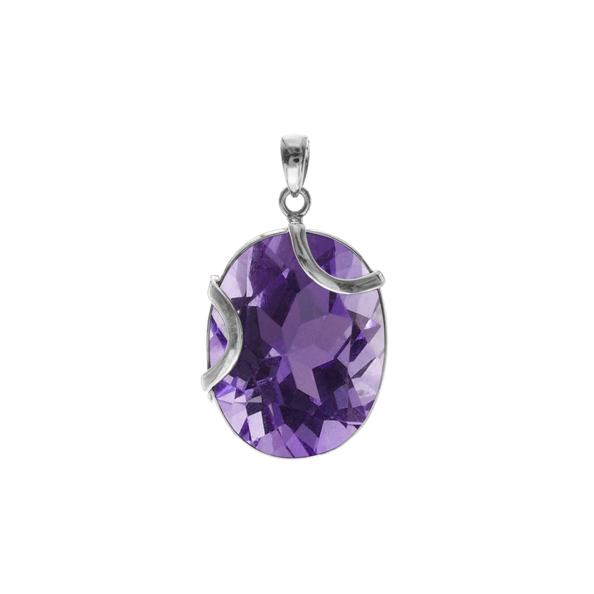 Amy large double curve amethyst facet pendant